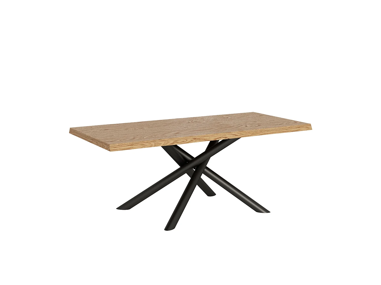 Table fixe 90x200 cm Vindral chêne écorcé pieds anthracite