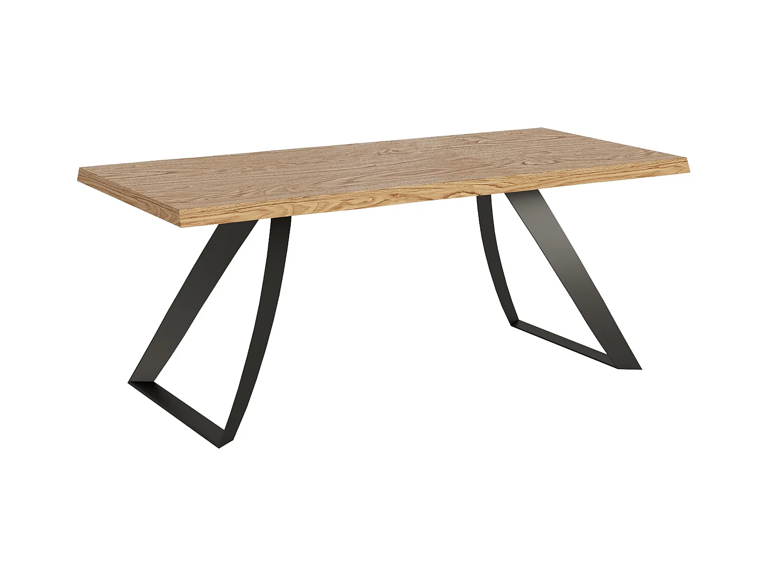 Table fixe 90x180 cm Tabira chêne écorcé pieds anthracite