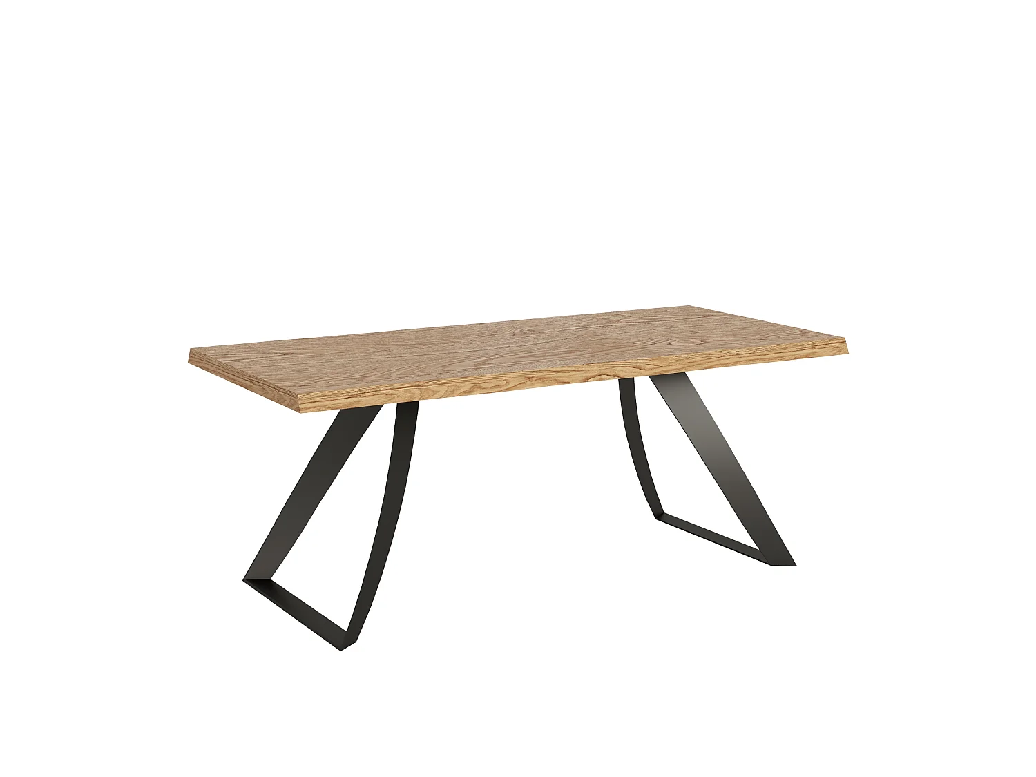 Fixed table 90x180 cm Tabira debarked oak anthracite legs