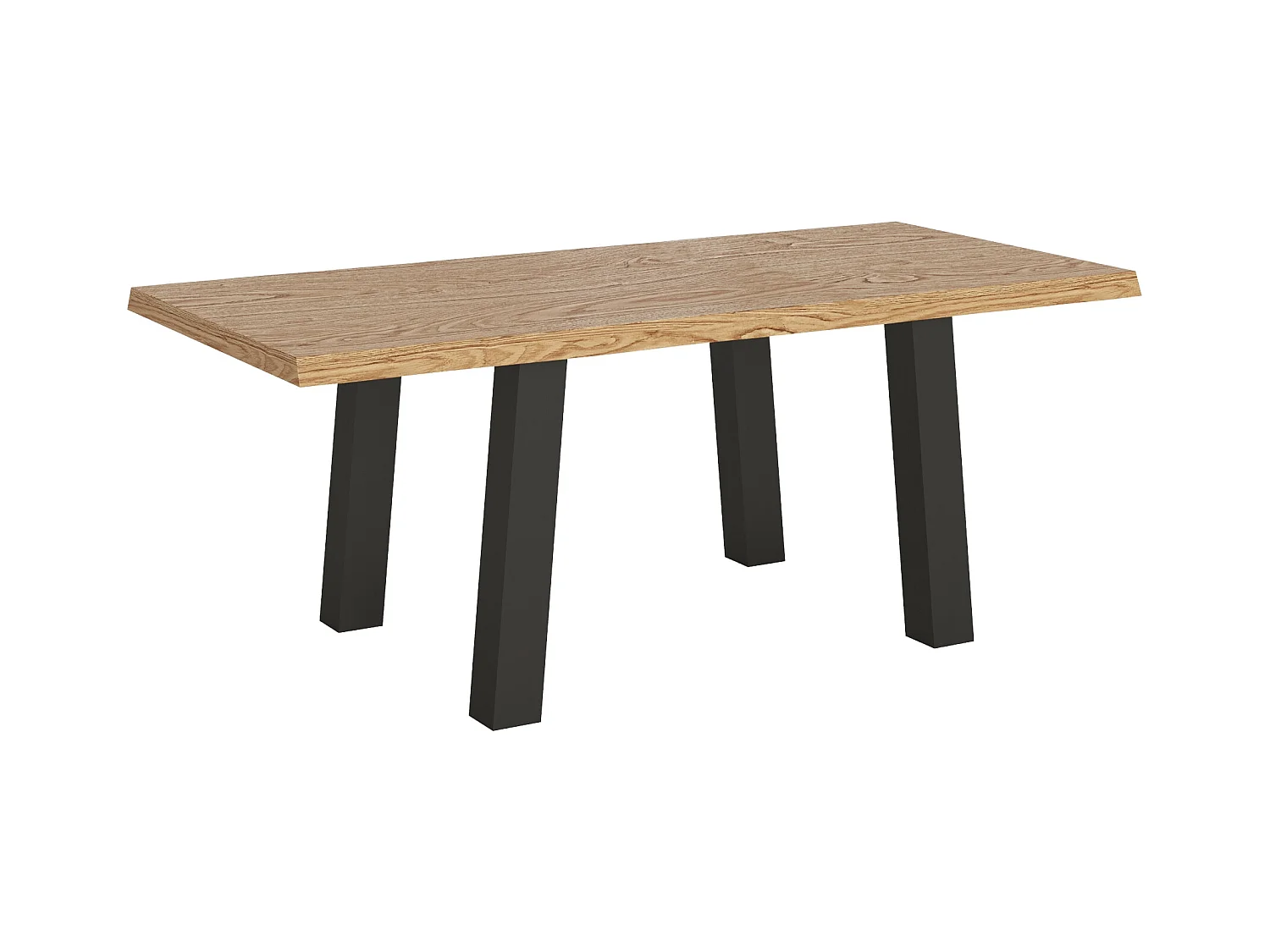 Table fixe 90x200 cm Svalen chêne écorcé pieds anthracite