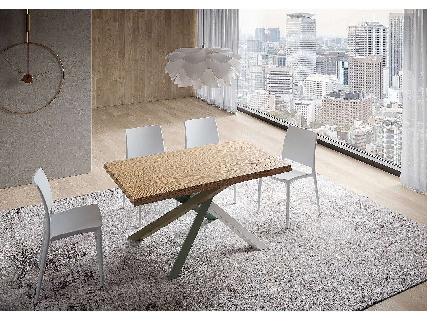 Fixed table 90x140 cm Versalux debarked oak legs 4/A
