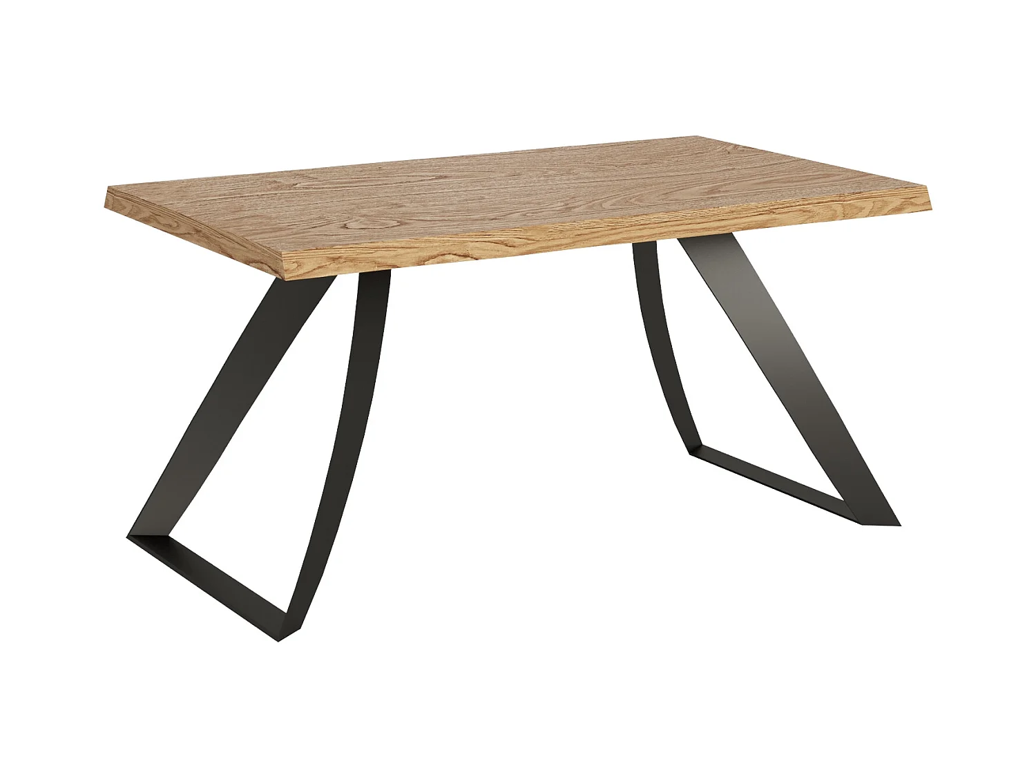 Ausziehbarer Tisch 90x160/210 cm Tabira entrindete Eiche mit anthrazitfarbenen Beinen