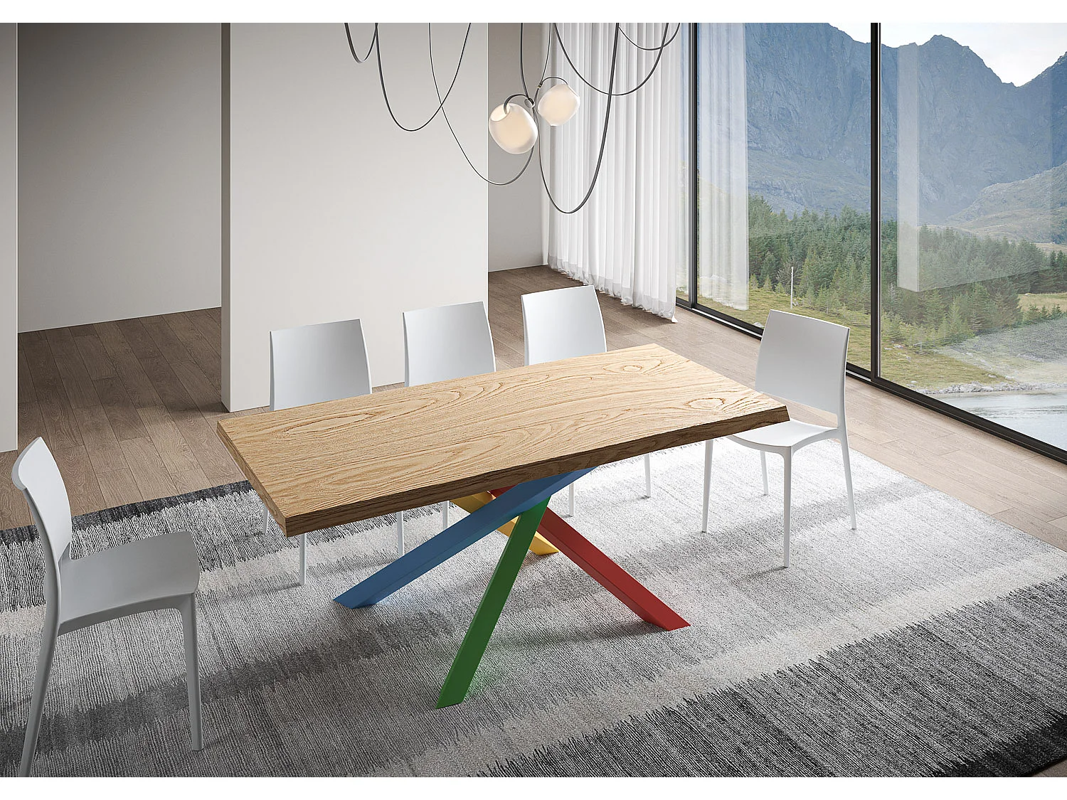 Extendable table 90x180/280 cm Versalux debarked oak legs 4/B