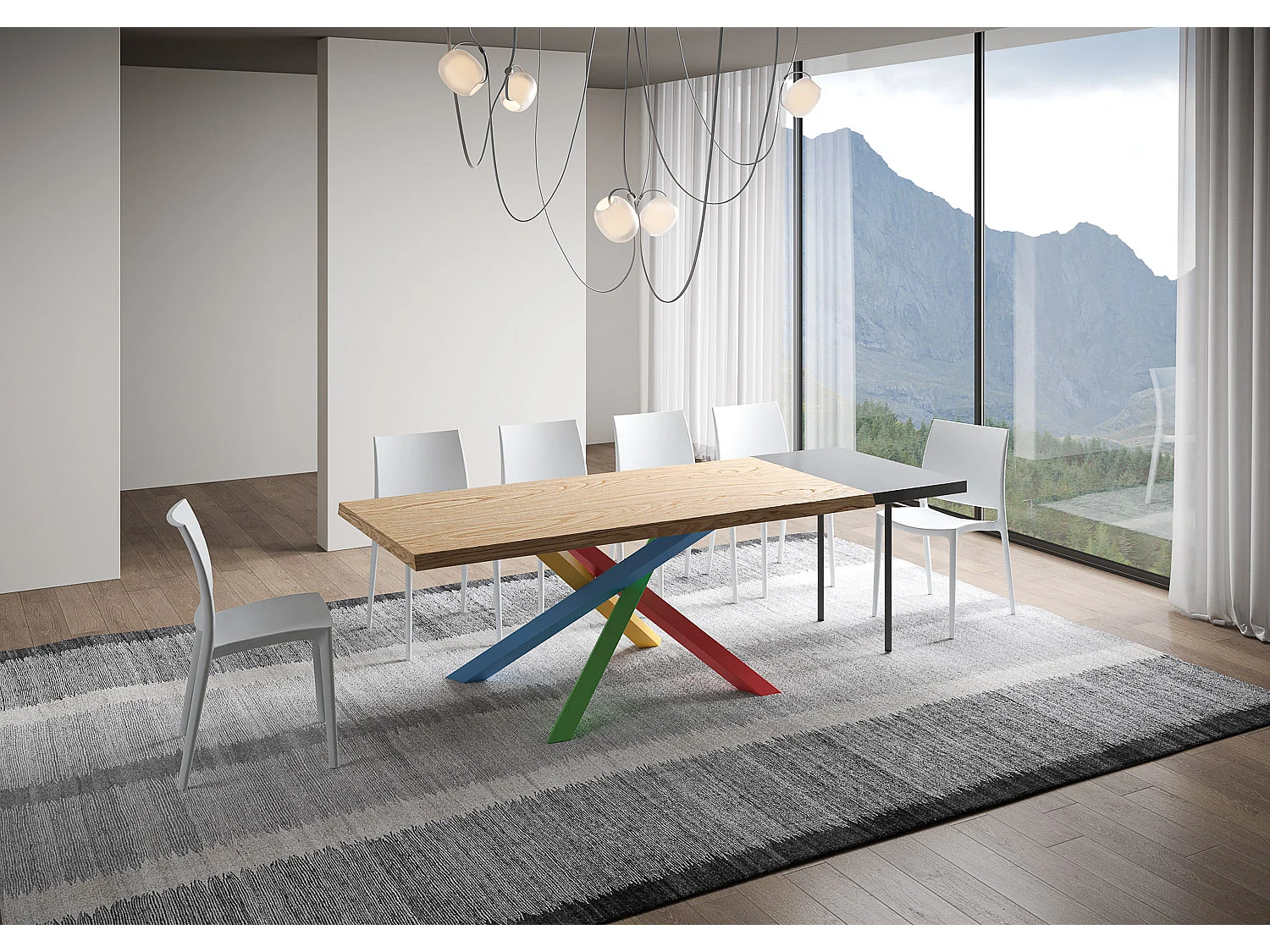 Extendable table 90x180/280 cm Versalux debarked oak legs 4/B