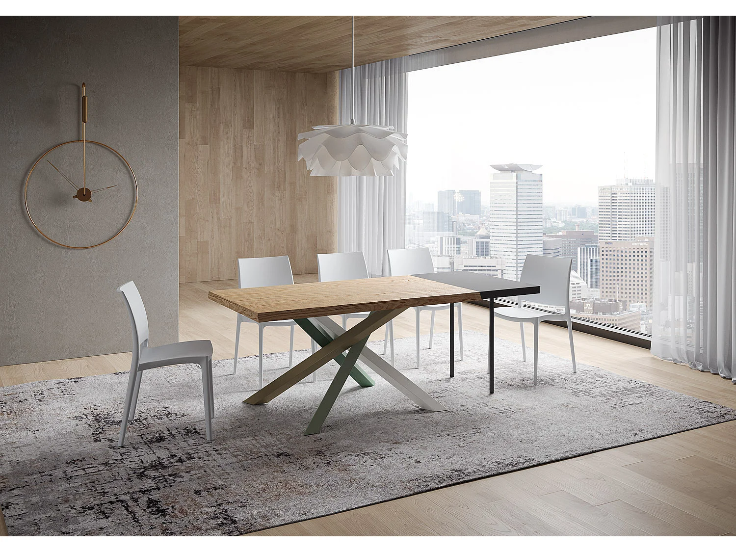 Table extensible 90x140/190 cm Versalux pieds chêne écorcé 4/A