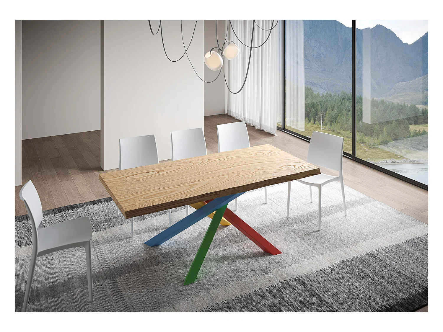 Table extensible 90x180/230 cm Versalux pieds chêne écorcé 4/B