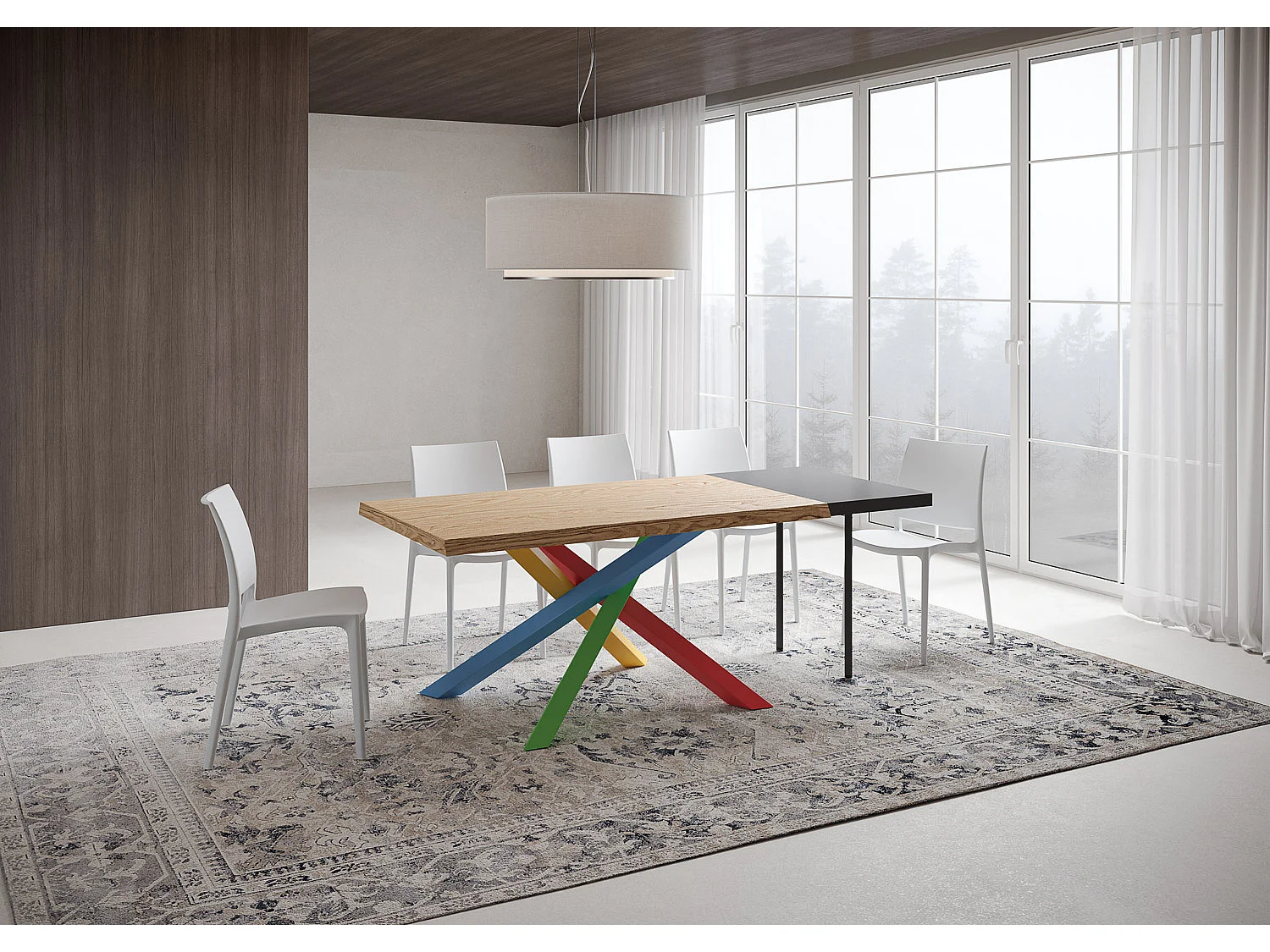 Table extensible 90x140/240 cm Versalux pieds chêne écorcé 4/B