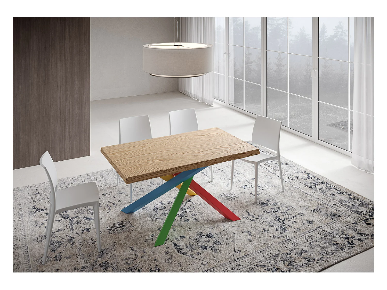 Ausziehbarer Tisch 90x160/260 cm Versalux entrindete Eichenbeine 4/B