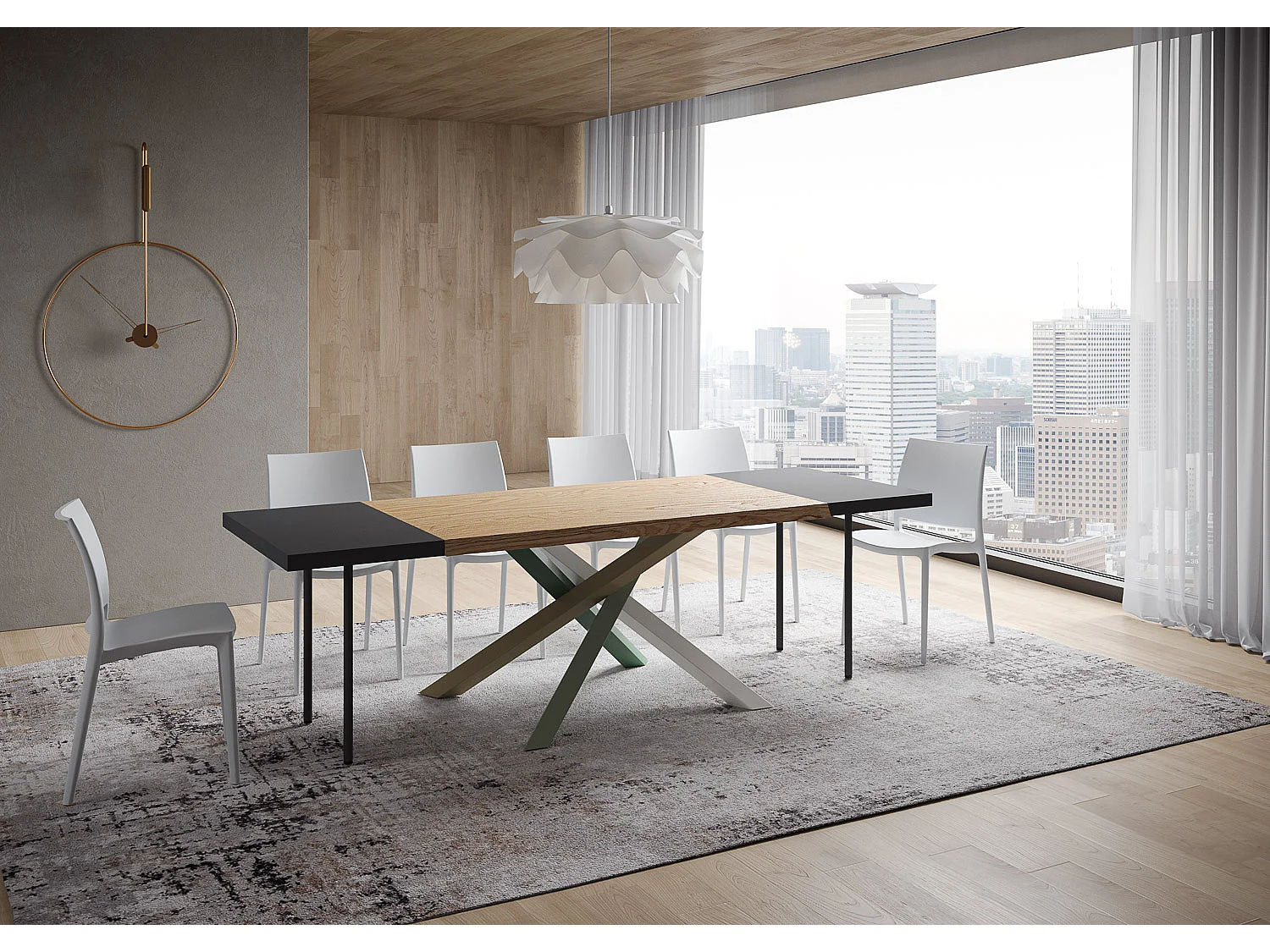 Table extensible 90x140/240 cm Versalux pieds chêne écorcé 4/A