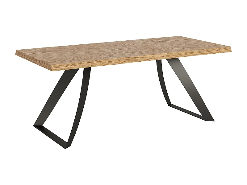 Ausziehbarer Tisch 90x200/300 cm Tabira entrindete Eiche mit anthrazitfarbenen Beinen