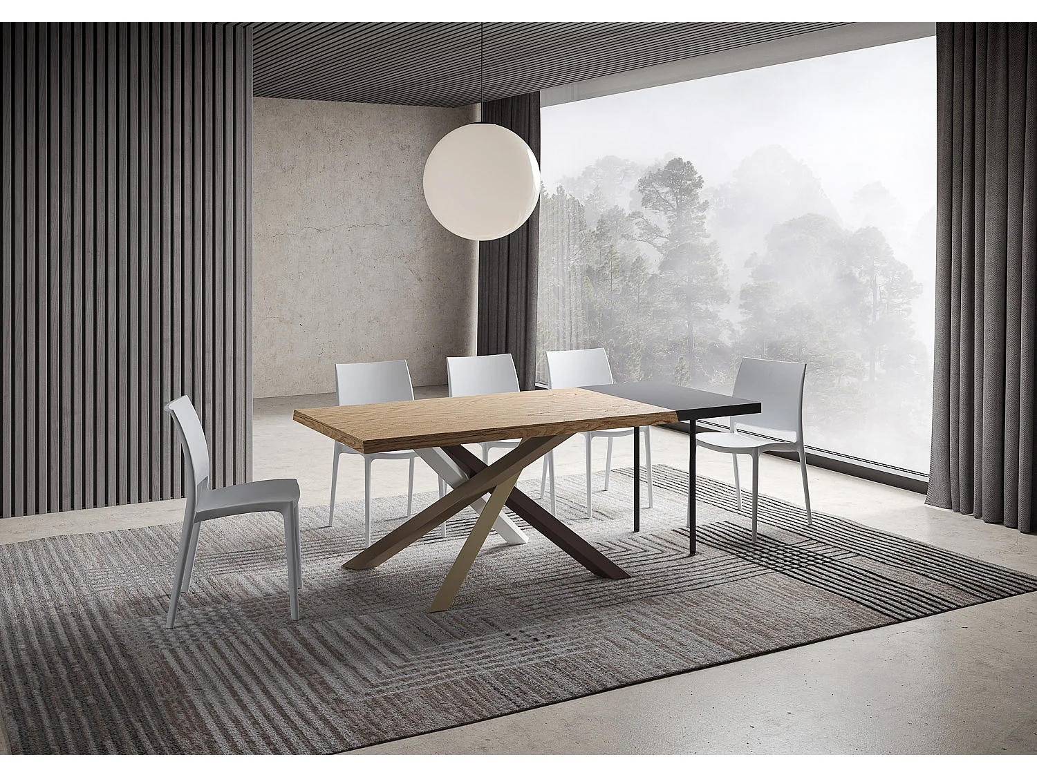 Table extensible 90x140/190 cm Versalux pieds chêne écorcé 4/C