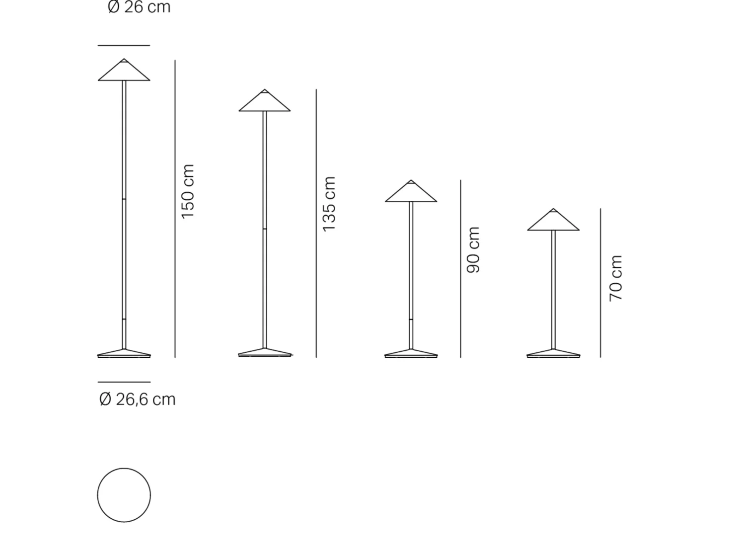 Zafferano Pina XXL wiederaufladbare LED-Stehleuchte - 6 W, IP65, Touch-Dimmer, magnetischer Kopf, modernes Design für den Innen- und Außenbereich - Gold