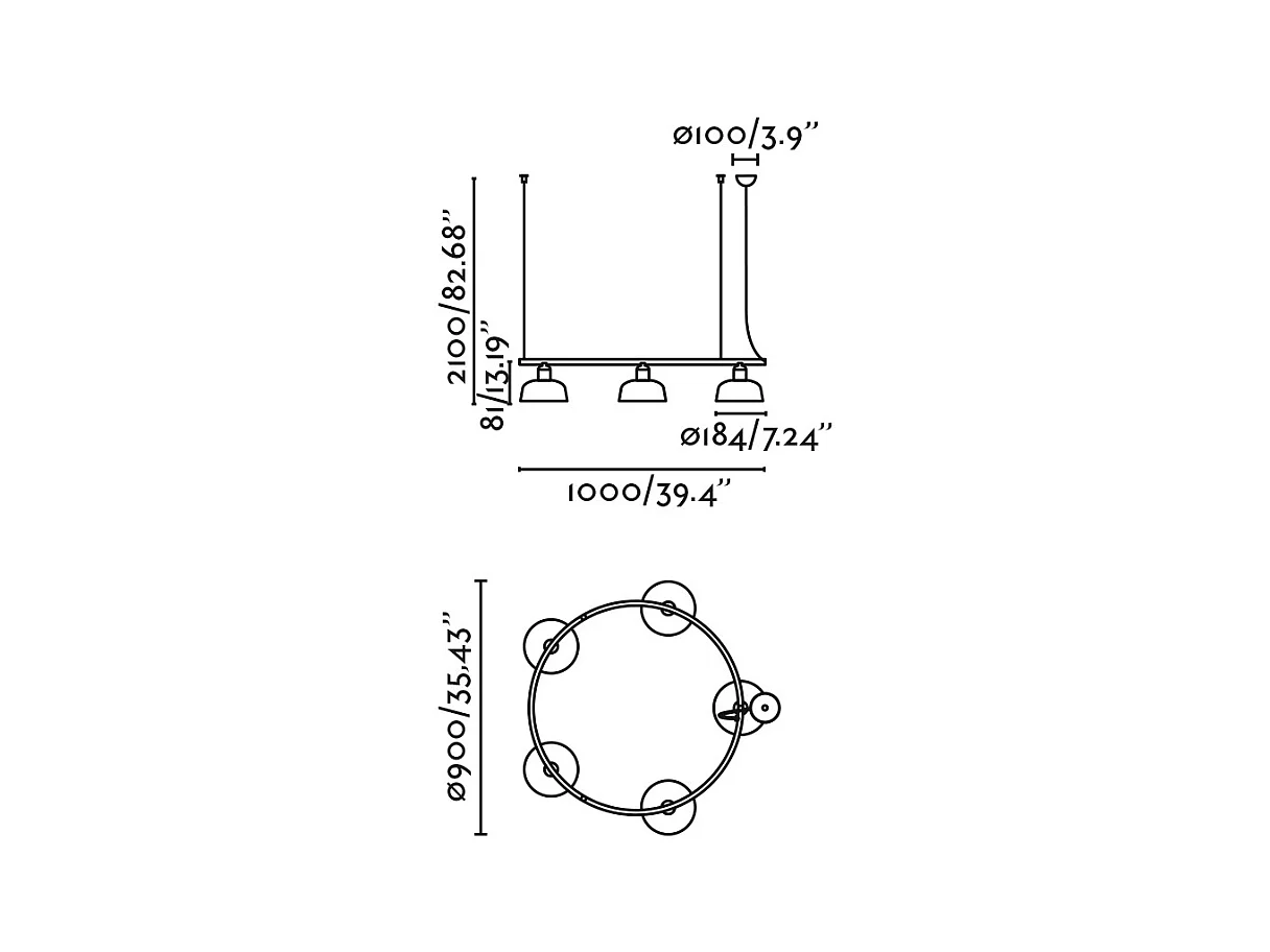 TATAWIN S Lampe à suspension circulaire noire