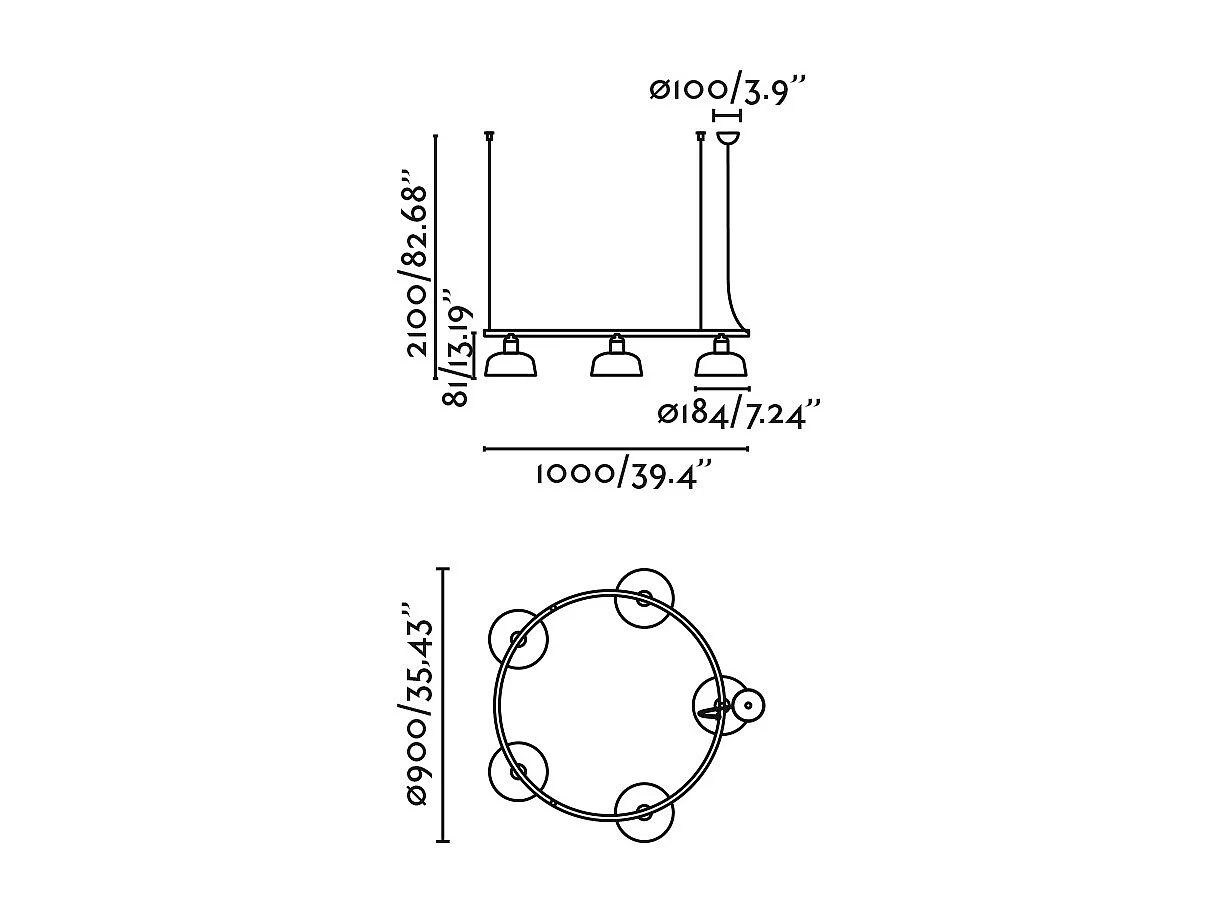 TATAWIN S Schwarze runde Hängeleuchte