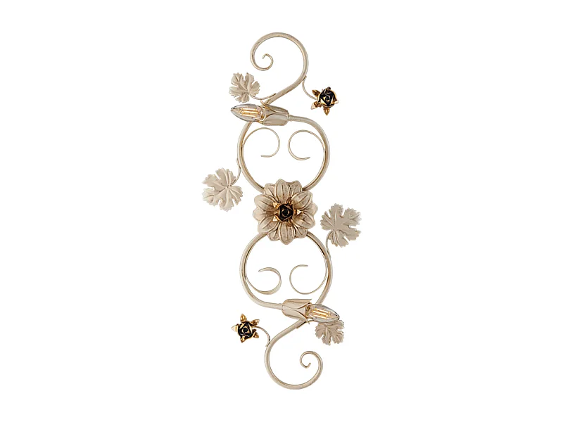 Iris - Deckenleuchte aus elfenbeinfarben lackiertem Eisen mit antikem Golddekor, 2 Lichter - Ø74 x 37 - BL169-PL2-AV