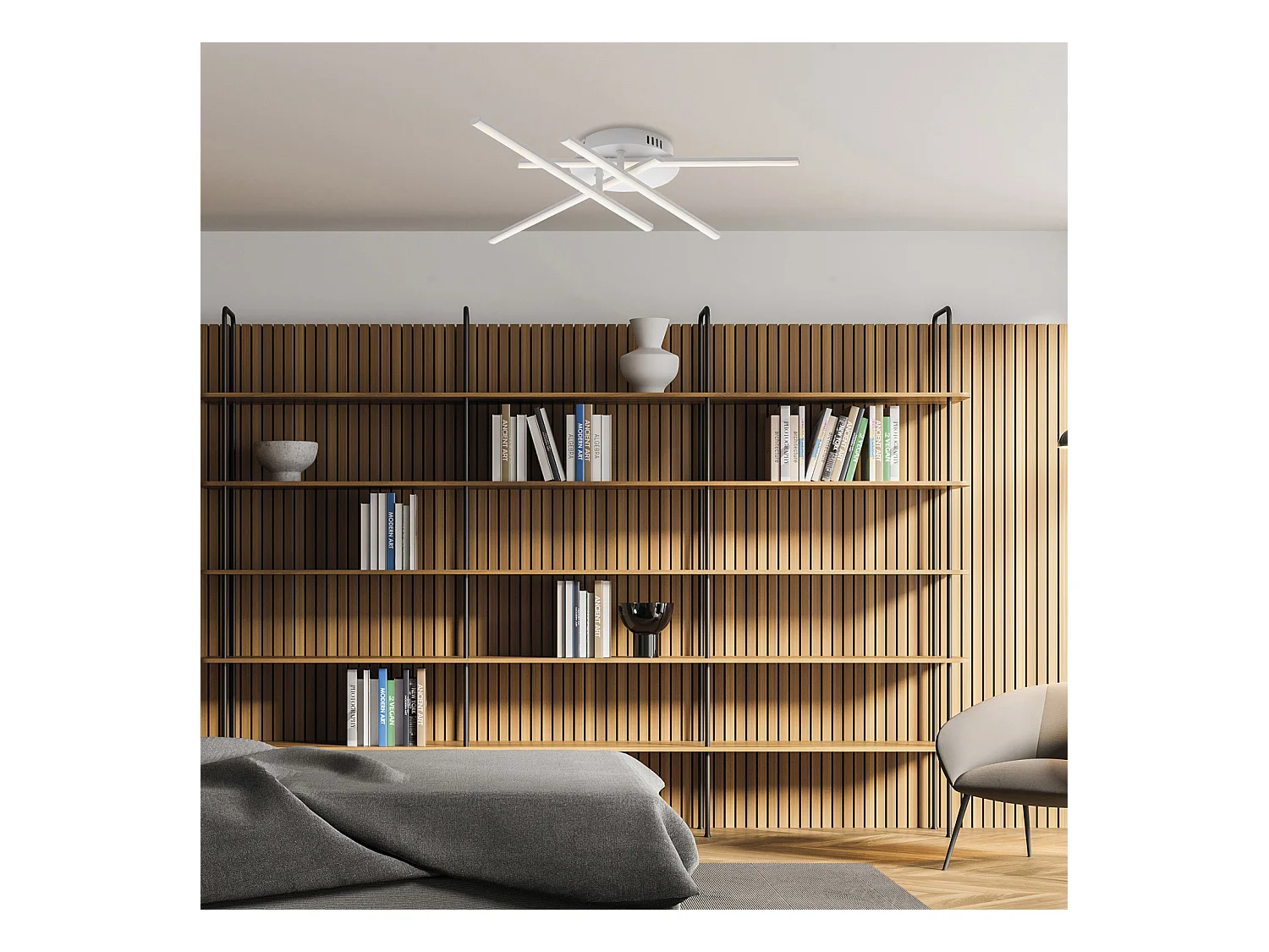 Mikado Plafonnier en métal et aluminium laqué blanc avec LED intégrée .10 d.65 BL276-PBC