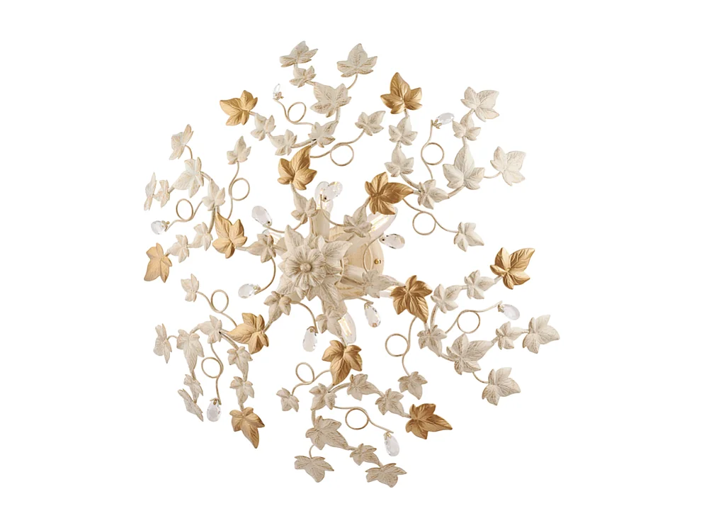 Edera lampa sufitowa, kość słoniowa, dekoracja stare złoto, kryształki, 6 świateł, Ø80, BL50-PL6-AV