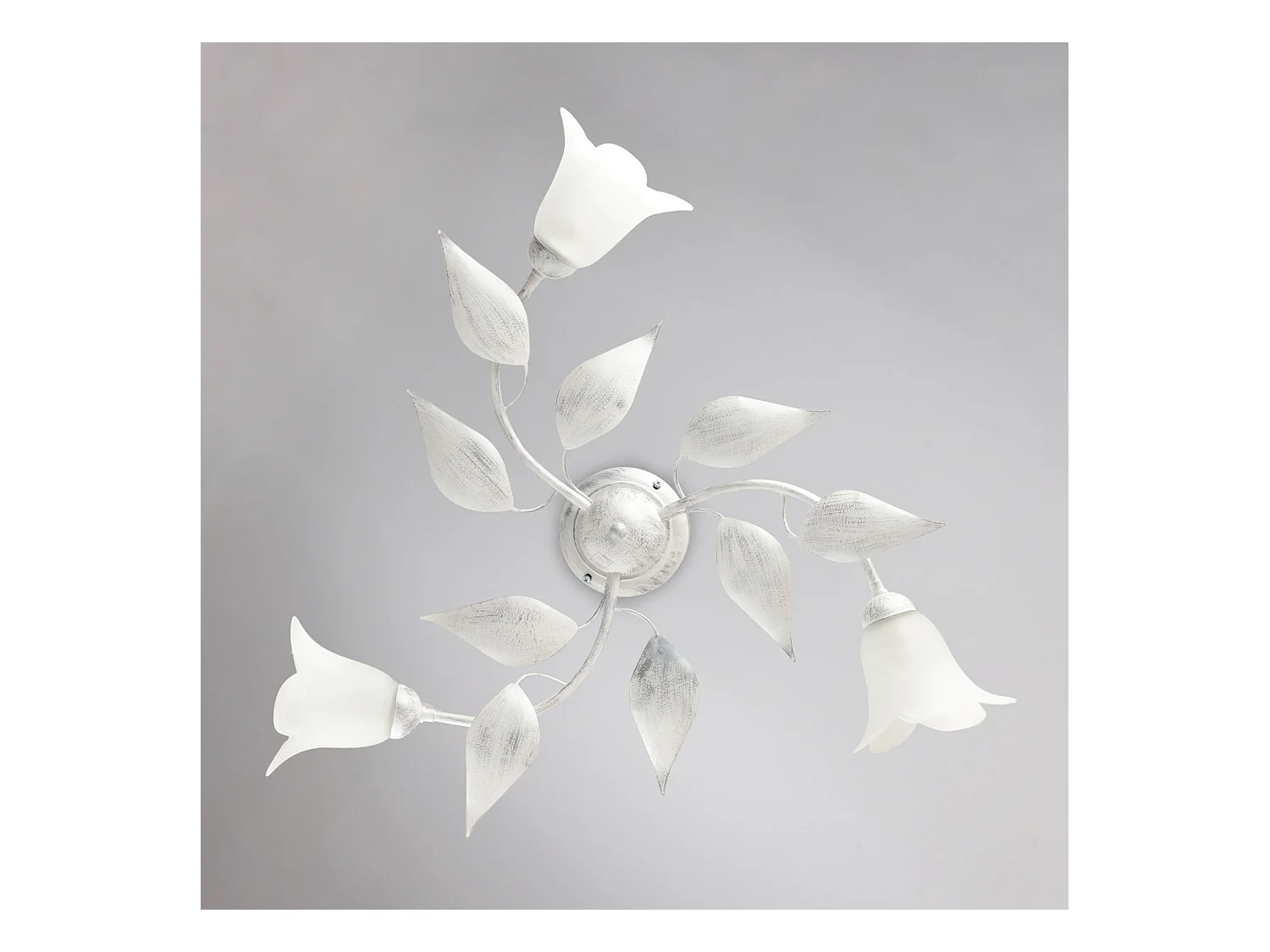 Belight -  Olga – Deckenleuchte weiß, Antiksilber & Alabasterglas, Ø67, H20, 3-flammig – BL155-PL3-BA