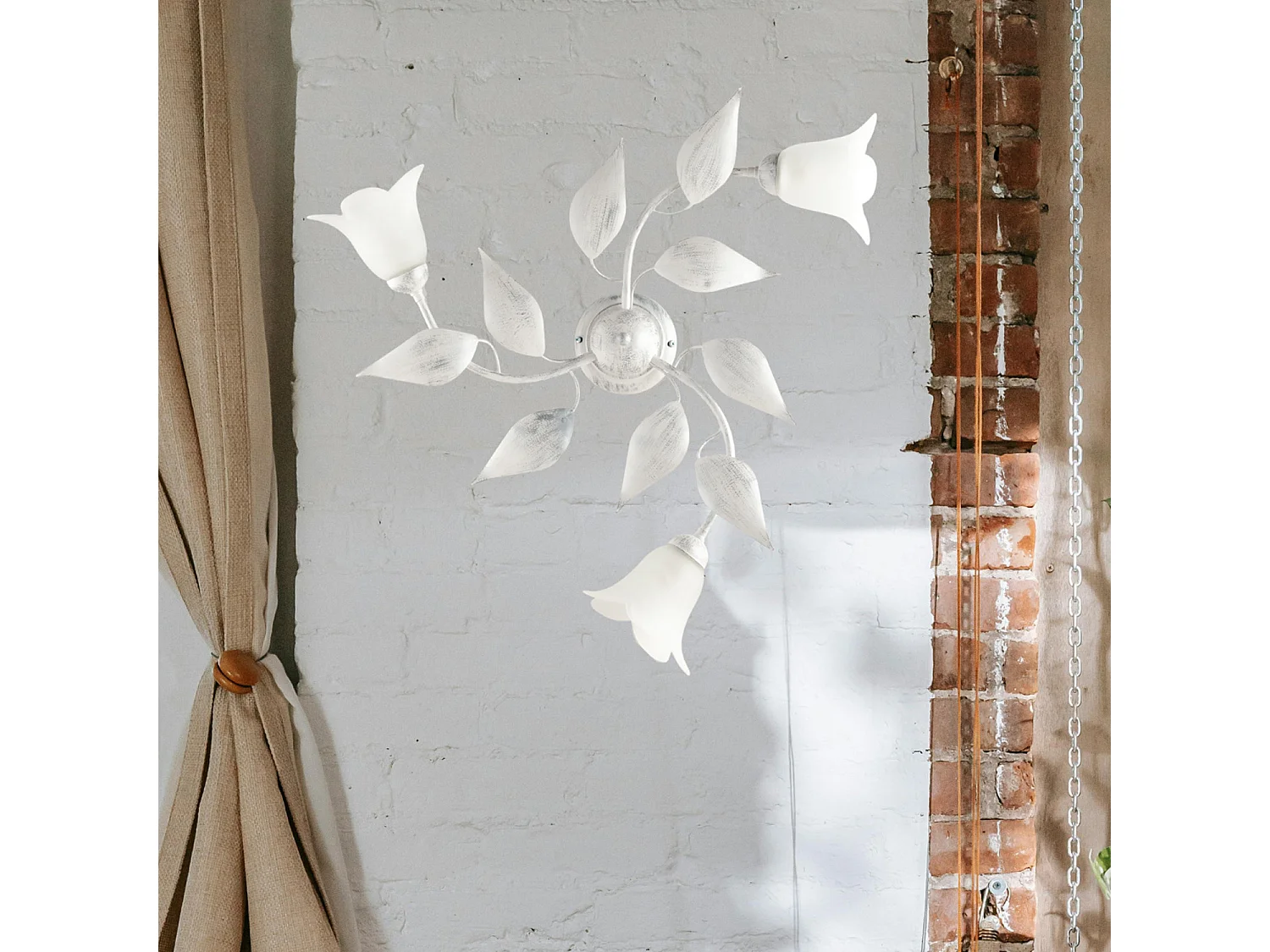 Belight -  Olga - Deckenleuchte weiß, Antiksilber & Alabasterglas, Ø67, H20, 3-flammig - BL155-PL3-BA