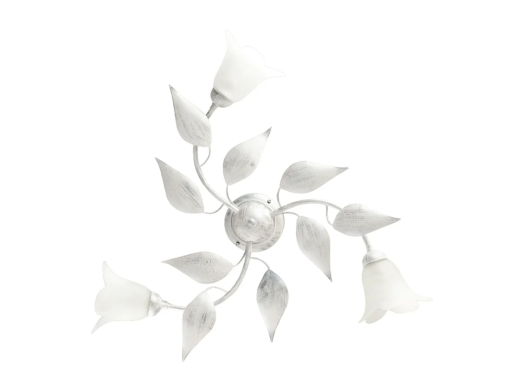 Belight -  Olga - Deckenleuchte weiß, Antiksilber & Alabasterglas, Ø67, H20, 3-flammig - BL155-PL3-BA