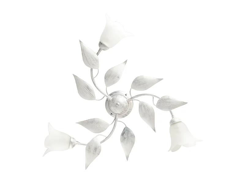 Belight -  Olga - Deckenleuchte weiß, Antiksilber & Alabasterglas, Ø67, H20, 3-flammig - BL155-PL3-BA