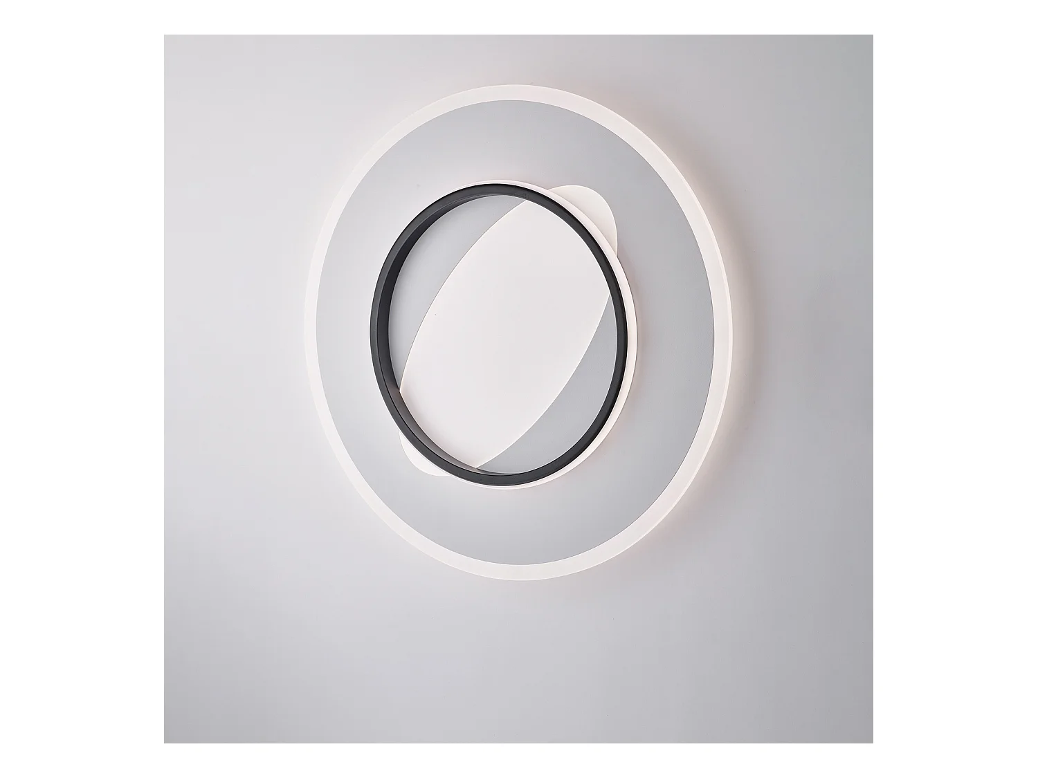 Annie Plafonnier en métal et aluminium laqué noir et blanc avec LED CCT intégrée + télécommande H.6 d.50 BL321-PBC