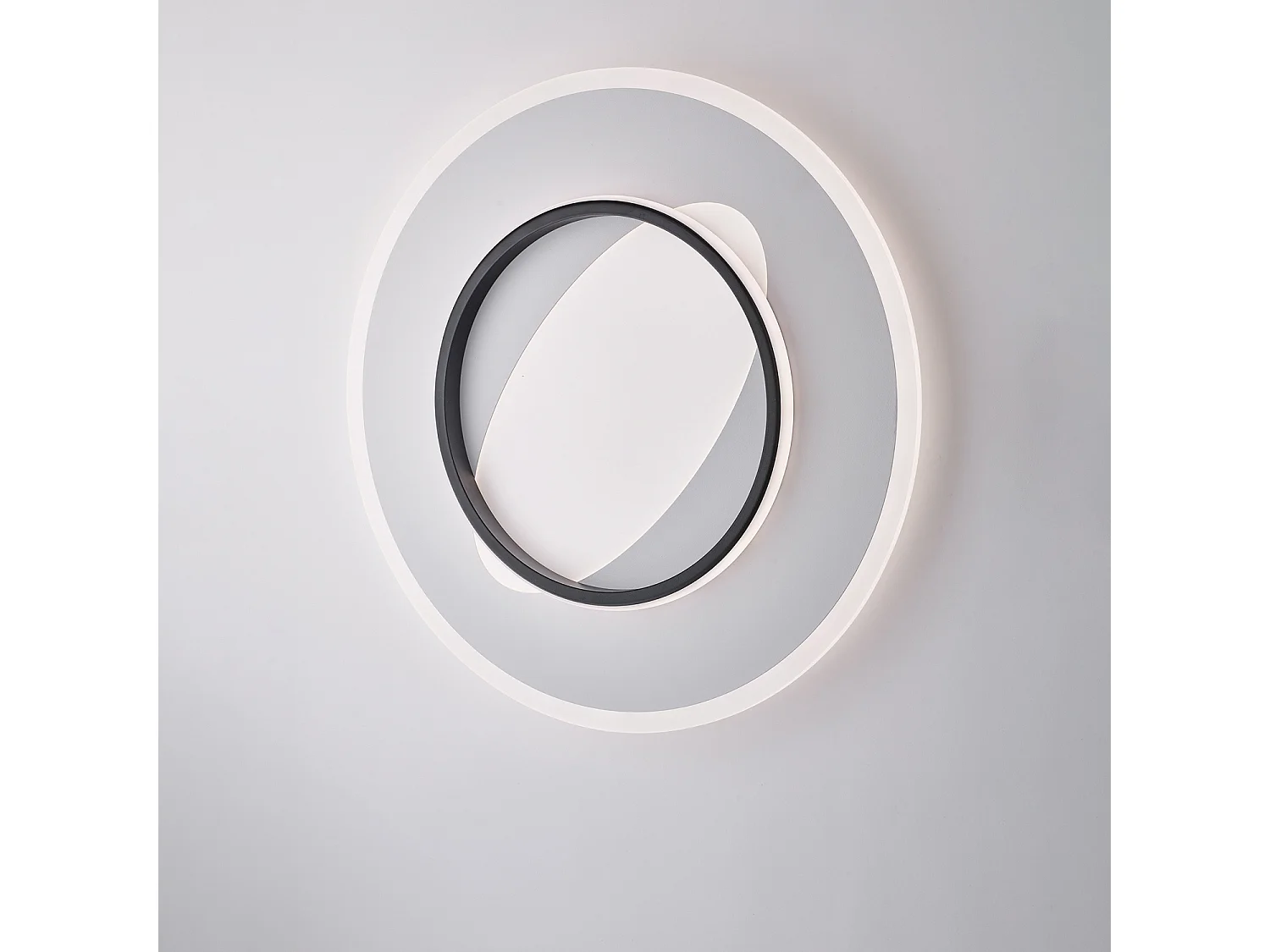 Annie Deckenleuchte aus Metall und schwarz-weiß lackiertem Aluminium mit integrierter LED CCT + Fernbedienung H.6 Ø50 BL321-PBC