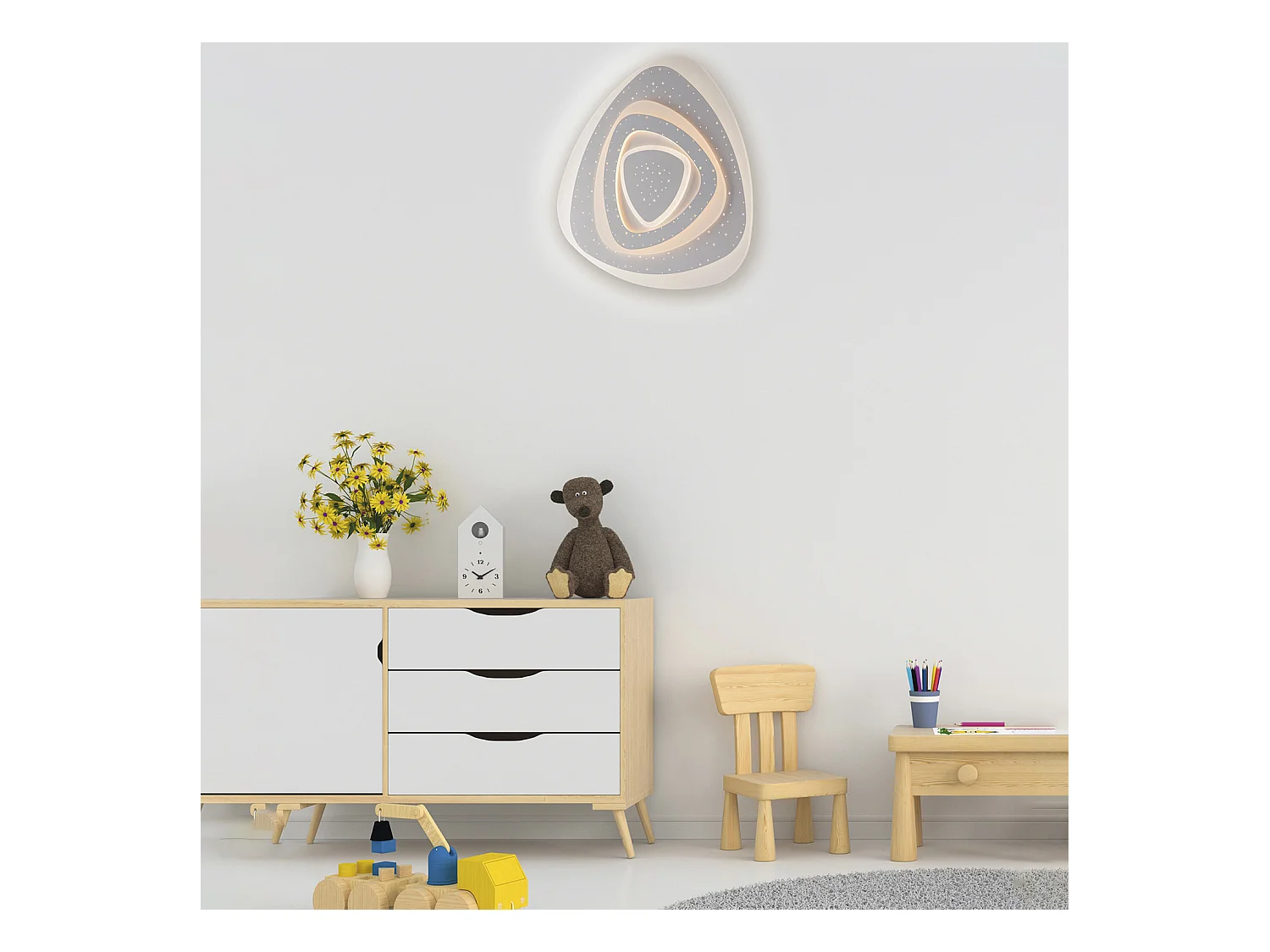 Stecy – Deckenleuchte aus weißem Metall und Acryl mit integrierter LED in zwei Farbtemperaturen H.5 – Ø50 – BL295-PBC