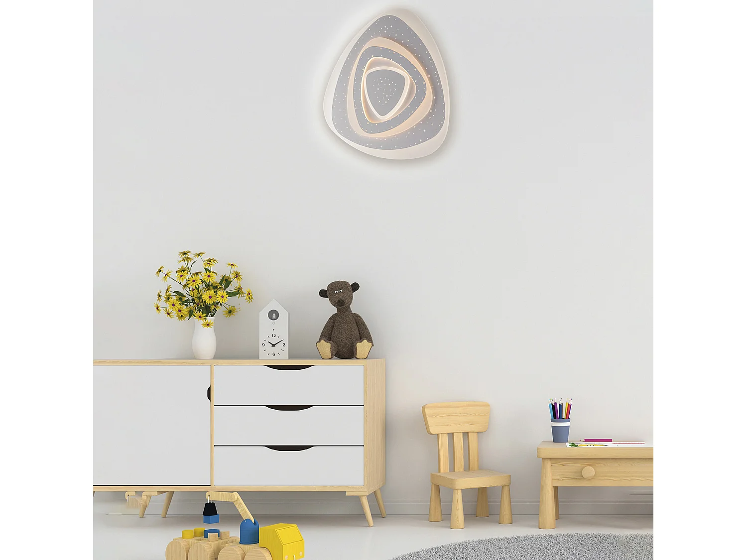 Stecy Deckenleuchte aus weißem Metall und Acryl mit integrierter LED in zwei Farbtemperaturen H.5 Ø50 BL295-PBC