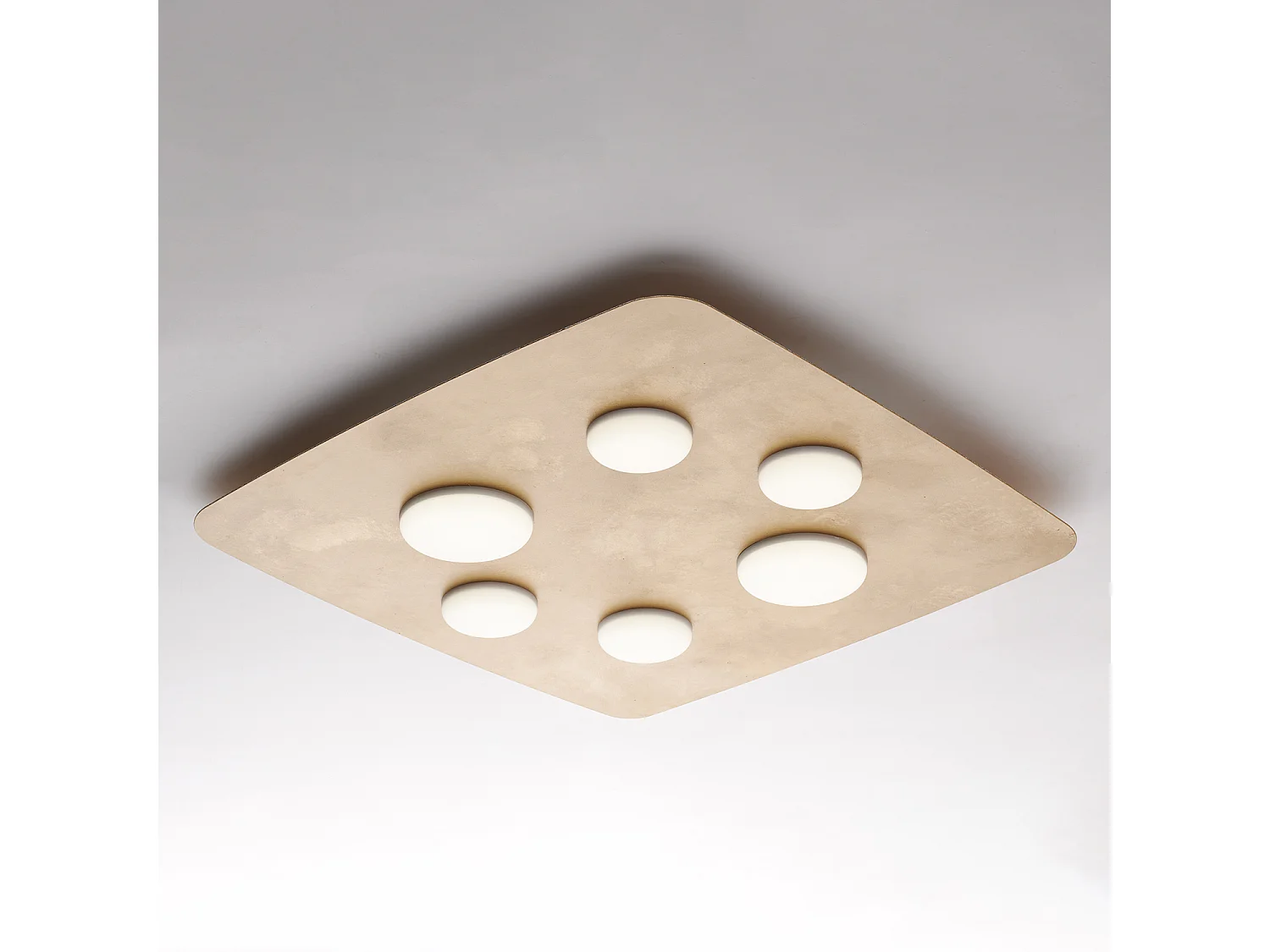 Megan - Deckenleuchte aus weiß lackiertem Metall mit antikem Golddekor und integrierten LED-Silikondiffusoren 6 Lichter H.5 - Ø65 - BL243-PL6-ORO