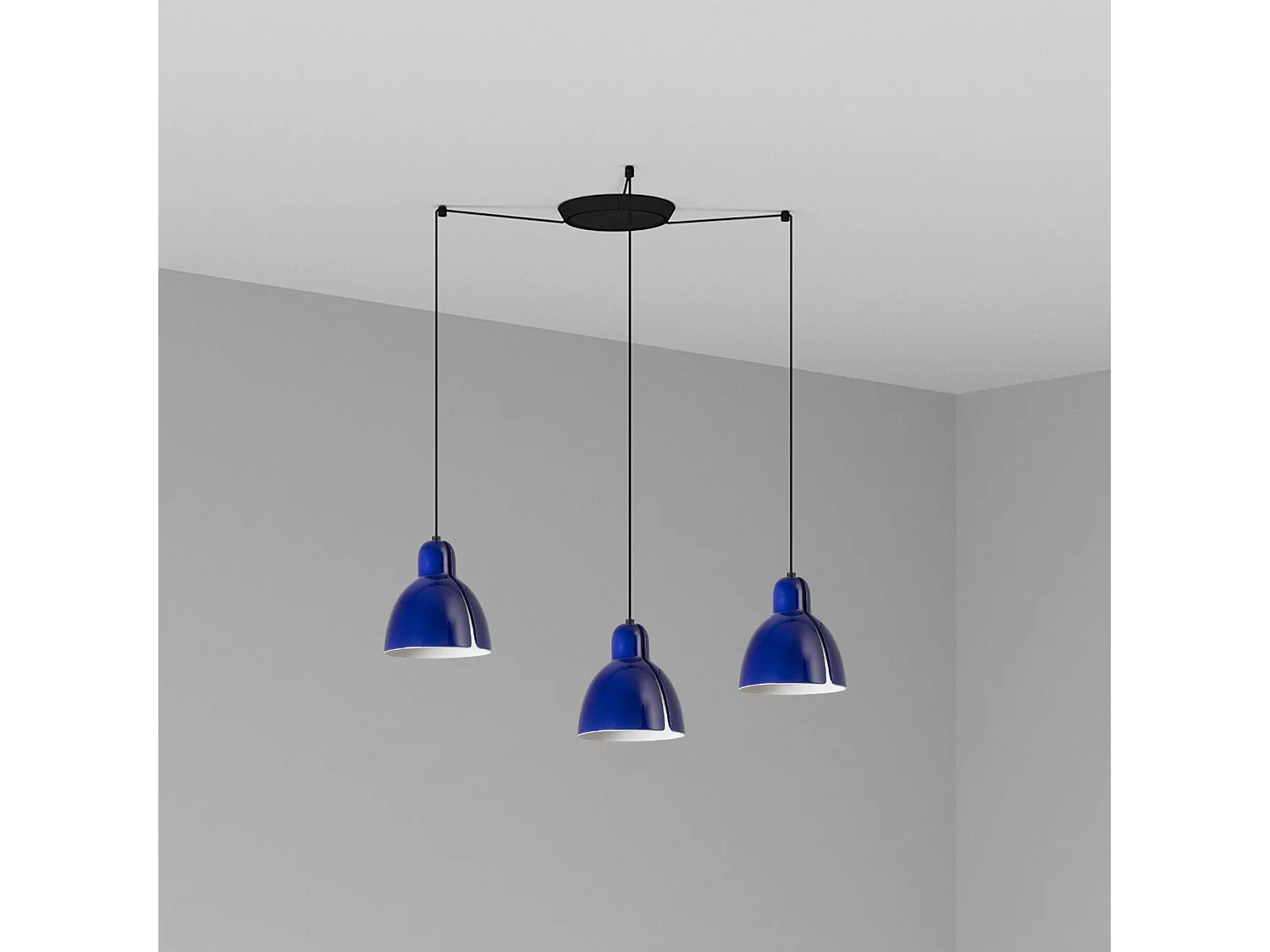 VENICE Luminária pendente azul cobalto 3L