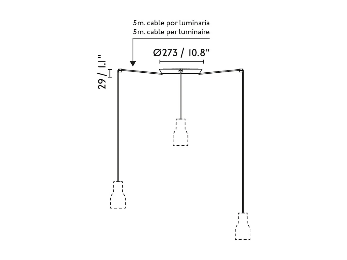 VENICE Luminária pendente azul cobalto 3L