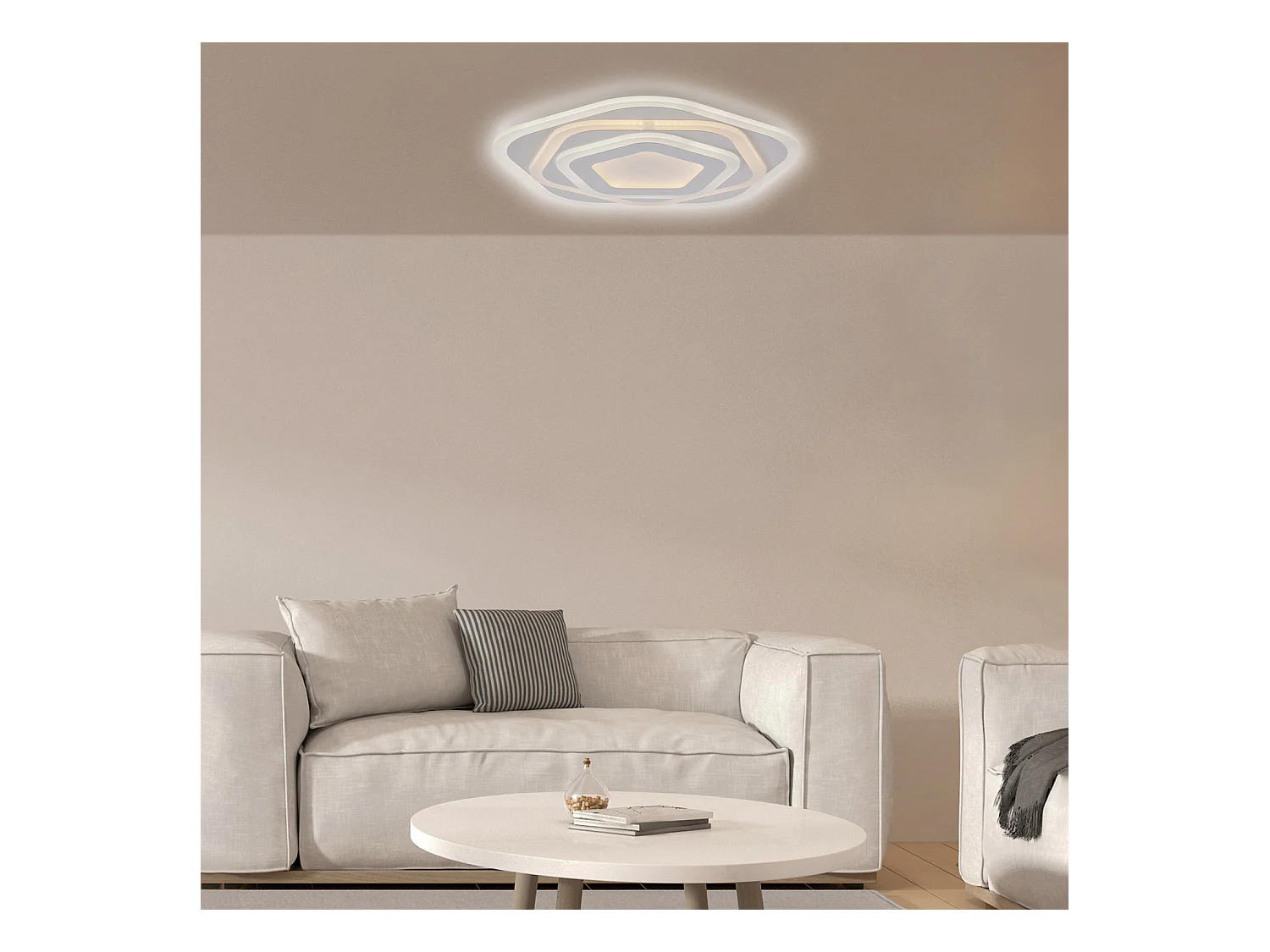 Sarah Plafonnier blanc en métal et acrylique avec LED intégrée en deux températures de couleur H.5 d.50 BL282-PBC