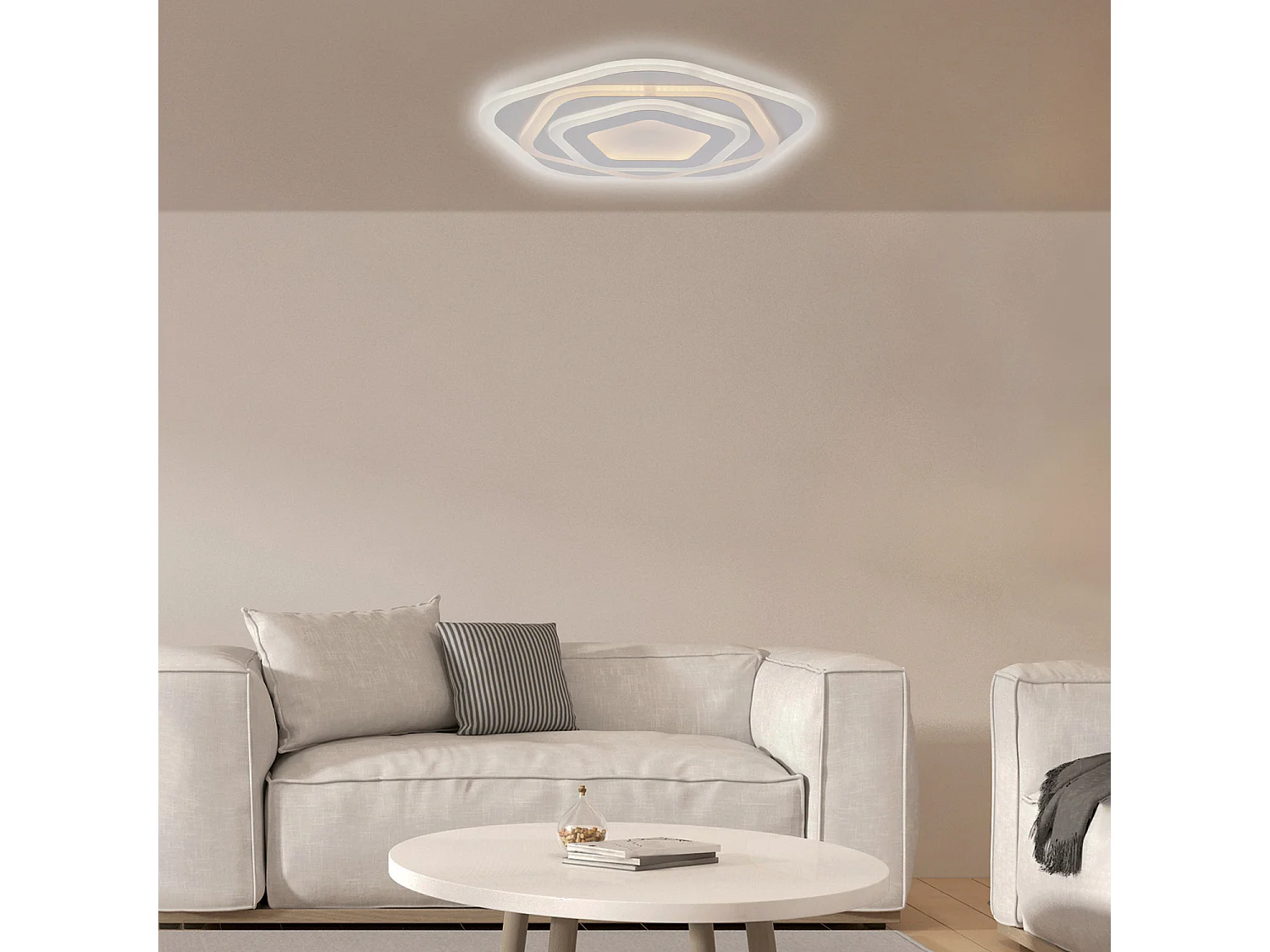 Sarah - Deckenleuchte aus weißem Metall und Acryl mit integrierter LED in zwei Farbtemperaturen H.5 - Ø50 - BL282-PBC