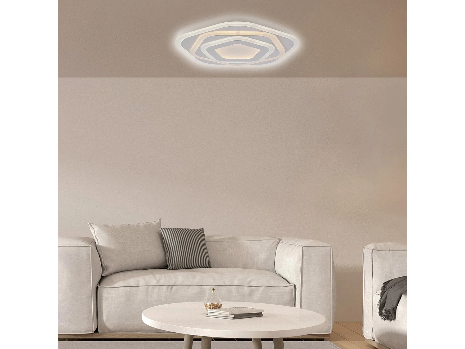 Sarah Ceiling lamp in white metal and acrylic with integrated LED in two colour temperatures H.5 Ø50 BL282-PBC