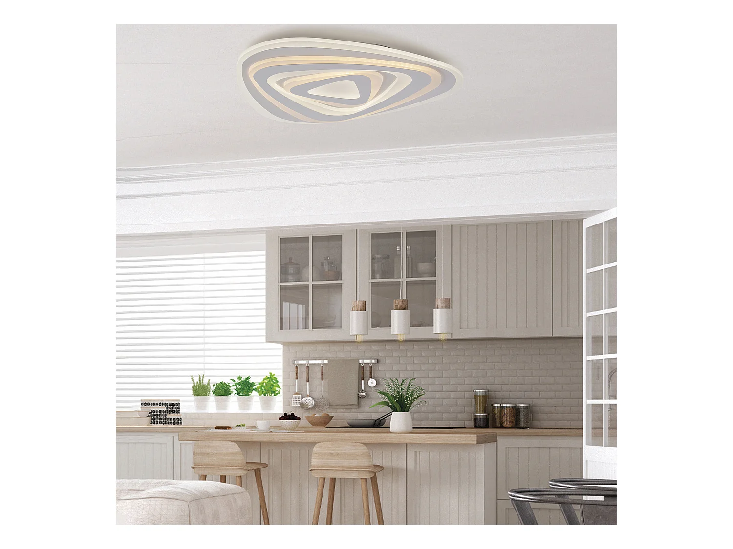 Sasha – Deckenleuchte aus weißem Metall und Acryl mit integrierter LED in zwei Farbtemperaturen H.5 – Ø52 – BL283-PBC