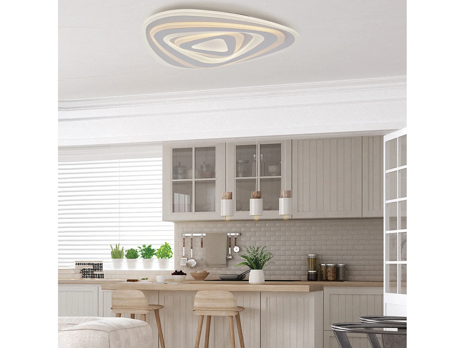 Lampa sufitowa Sasha z białego metalu i akrylu ze zintegrowaną diodą LED w dwóch temperaturach barwowych H.5 Ø52 BL283-PBC