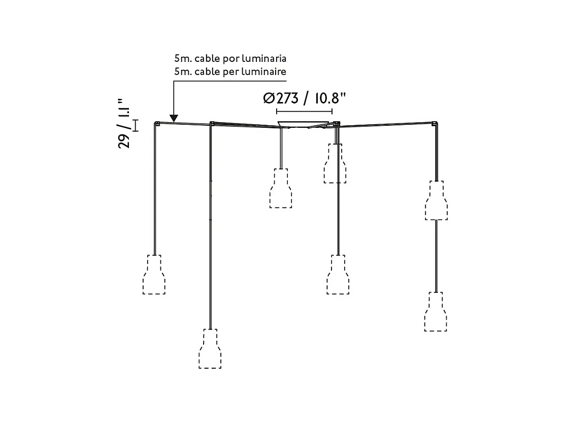 Lampe à suspension rose VENICE 200 7L