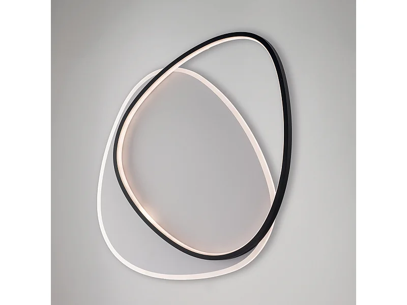 Amy - Schwarz-weiße Deckenleuchte aus Metall und Aluminium mit integrierter CCT-LED + Fernbedienung L.55 x 46 - BL307-PBC-GR