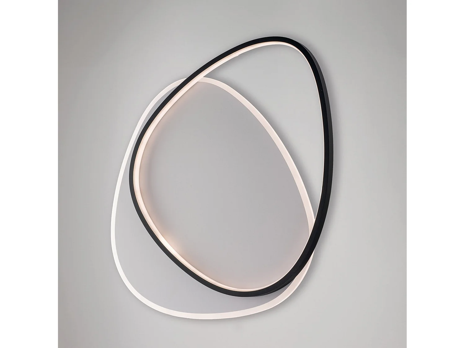 Amy Ceiling lamp in metal and aluminum, black and white, with integrated CCT LED + remote control, L.55 X 46 BL307-PBC-GR