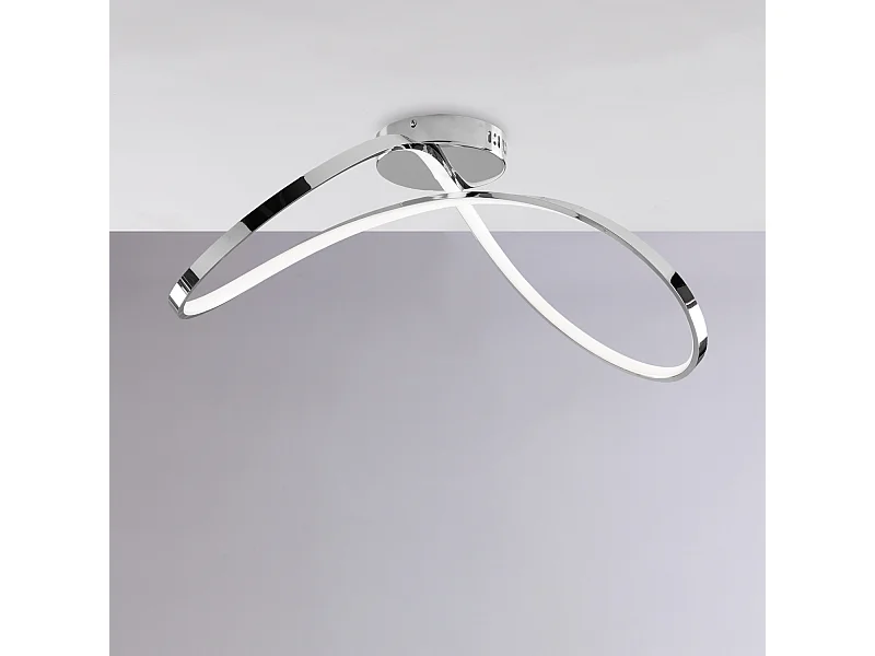 Infinity Plafonnier en métal et aluminium chromé poli avec LED intégrée L. 70 X 30 BL239-PCR