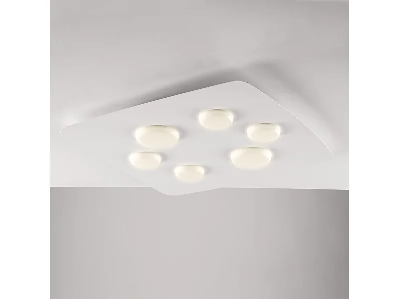 Megan Plafoniera in metallo laccato bianco con diffusori in silicone a led integrato 6 luci H.5 Ø65 BL243-PL6-BCO