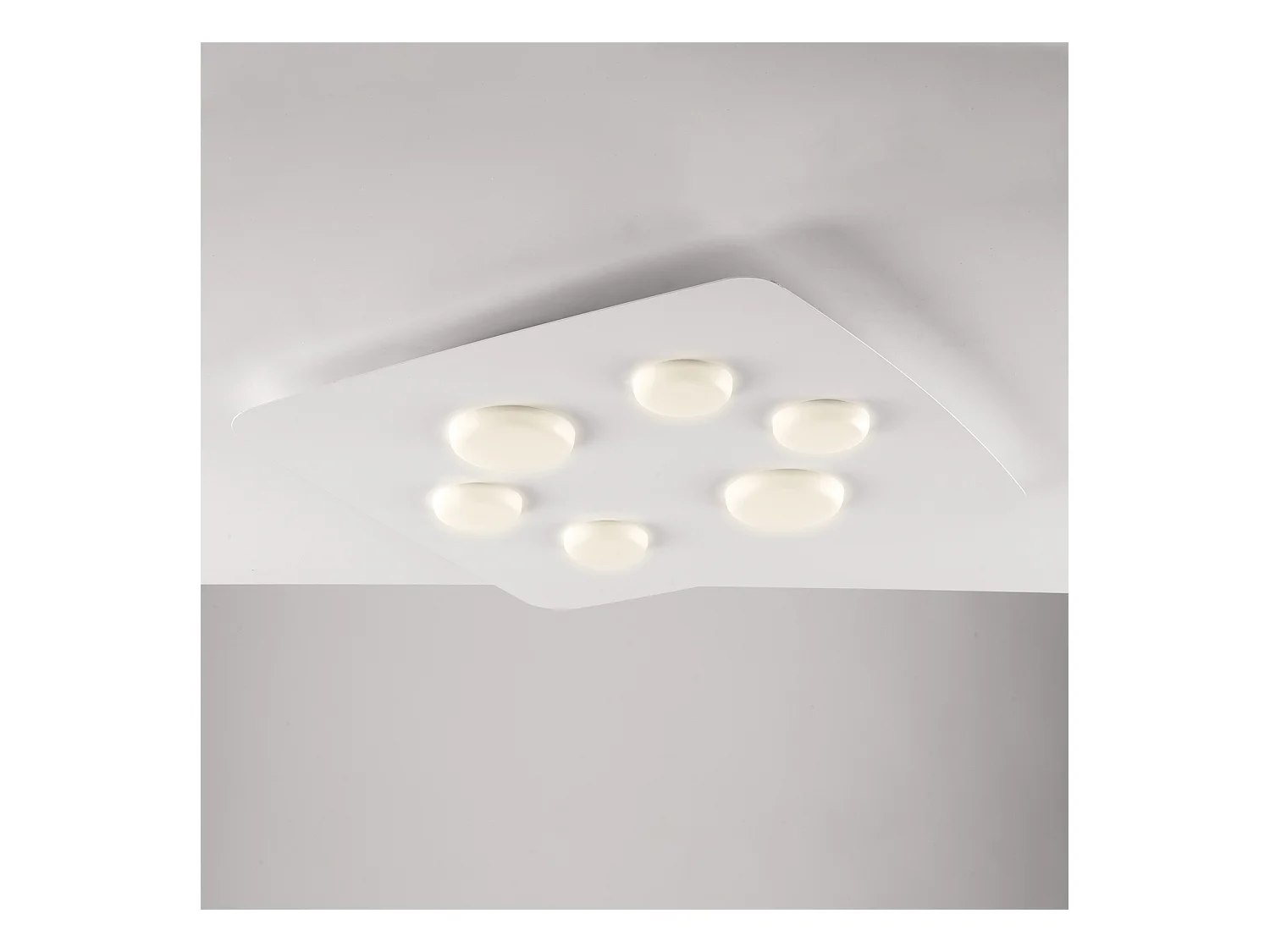 Megan - Deckenleuchte aus weiß lackiertem Metall mit integrierten LED-Silikondiffusoren 6 Lichter H.5 - Ø65 - BL243-PL6-BCO