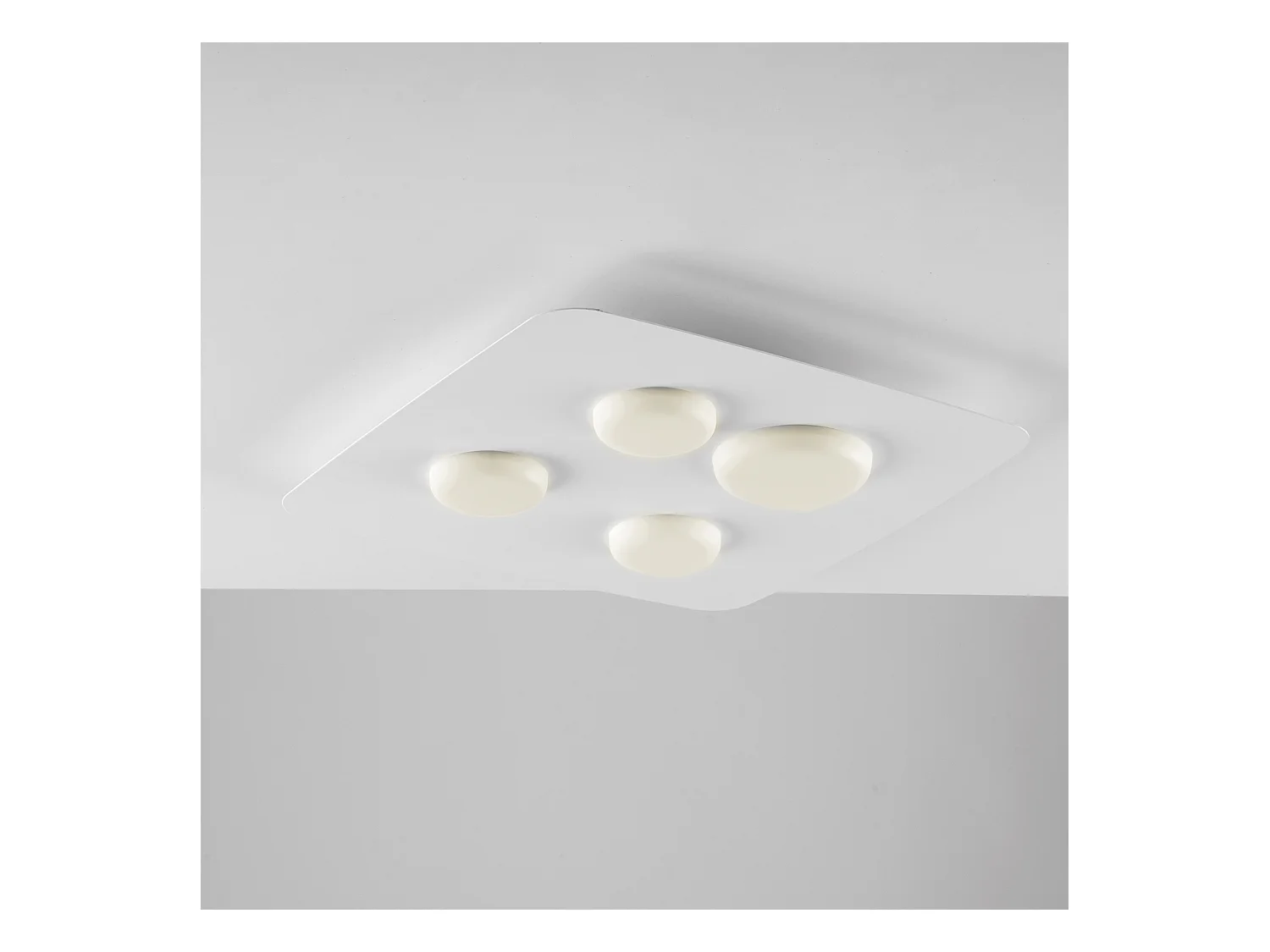 Megan - Deckenleuchte aus weiß lackiertem Metall mit integrierten LED-Silikondiffusoren 4 Lichter H.5 - Ø45 - BL243-PL4-BCO