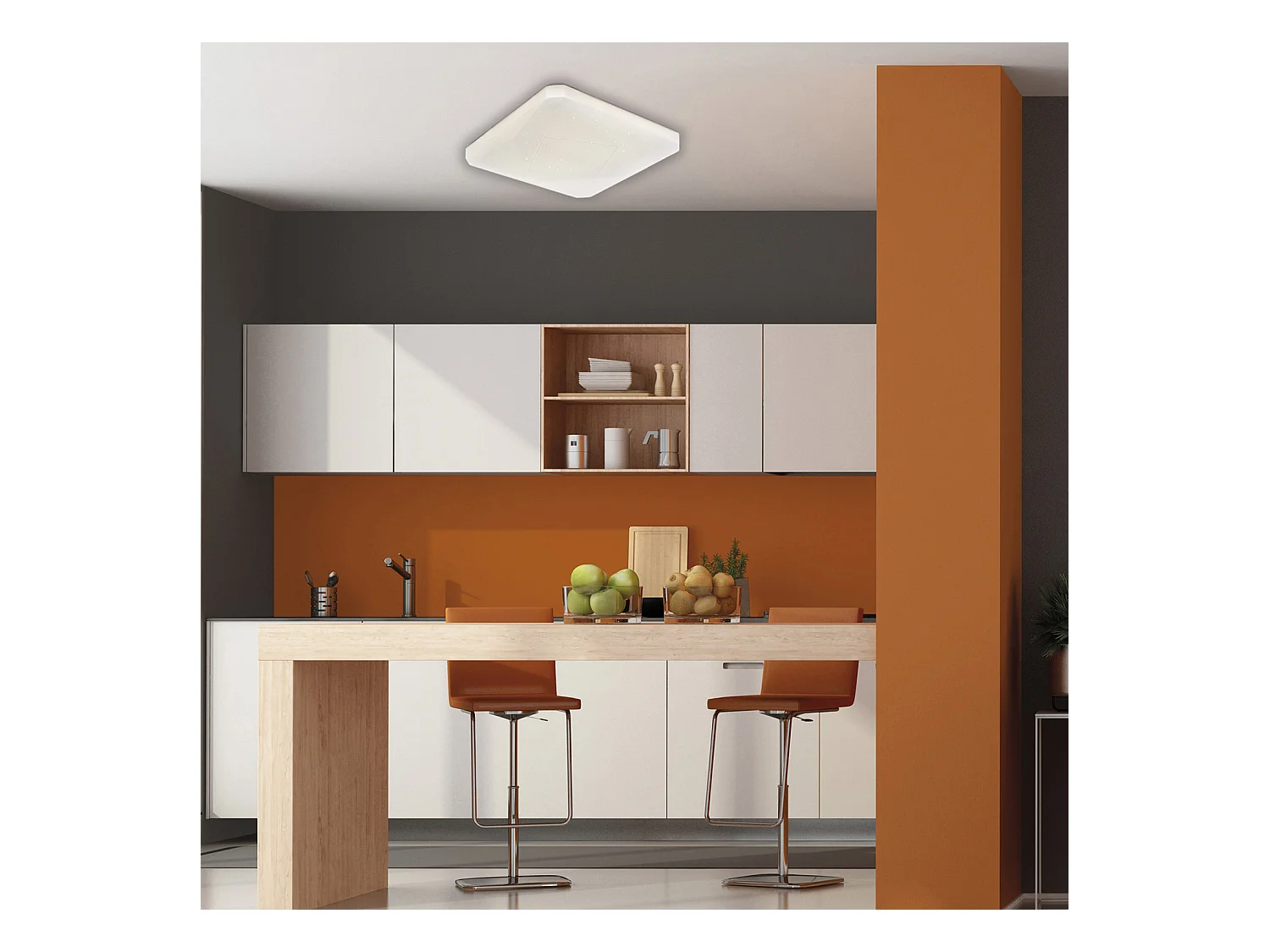 Sendy Q Plafonnier carré diamètre 50 cm en acrylique blanc avec LED CCT intégrée + télécommande H.8 d.52 BL329-Q50-PBC