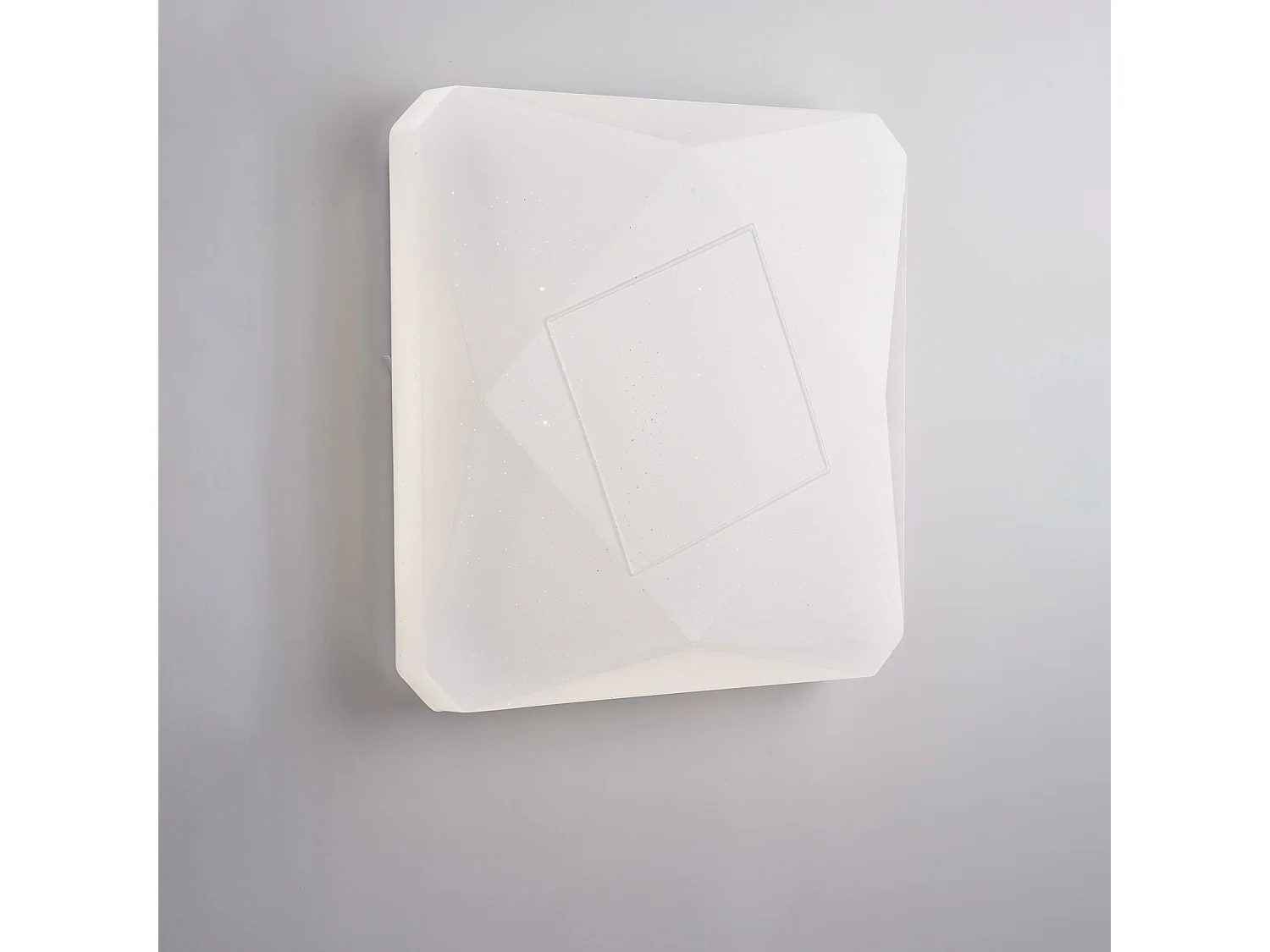 Sendy Q - Quadratische Deckenleuchte Durchmesser 50 cm aus weißem Acryl mit integrierter CCT-LED + Fernbedienung H.8 - Ø52 - BL329-Q50-PBC