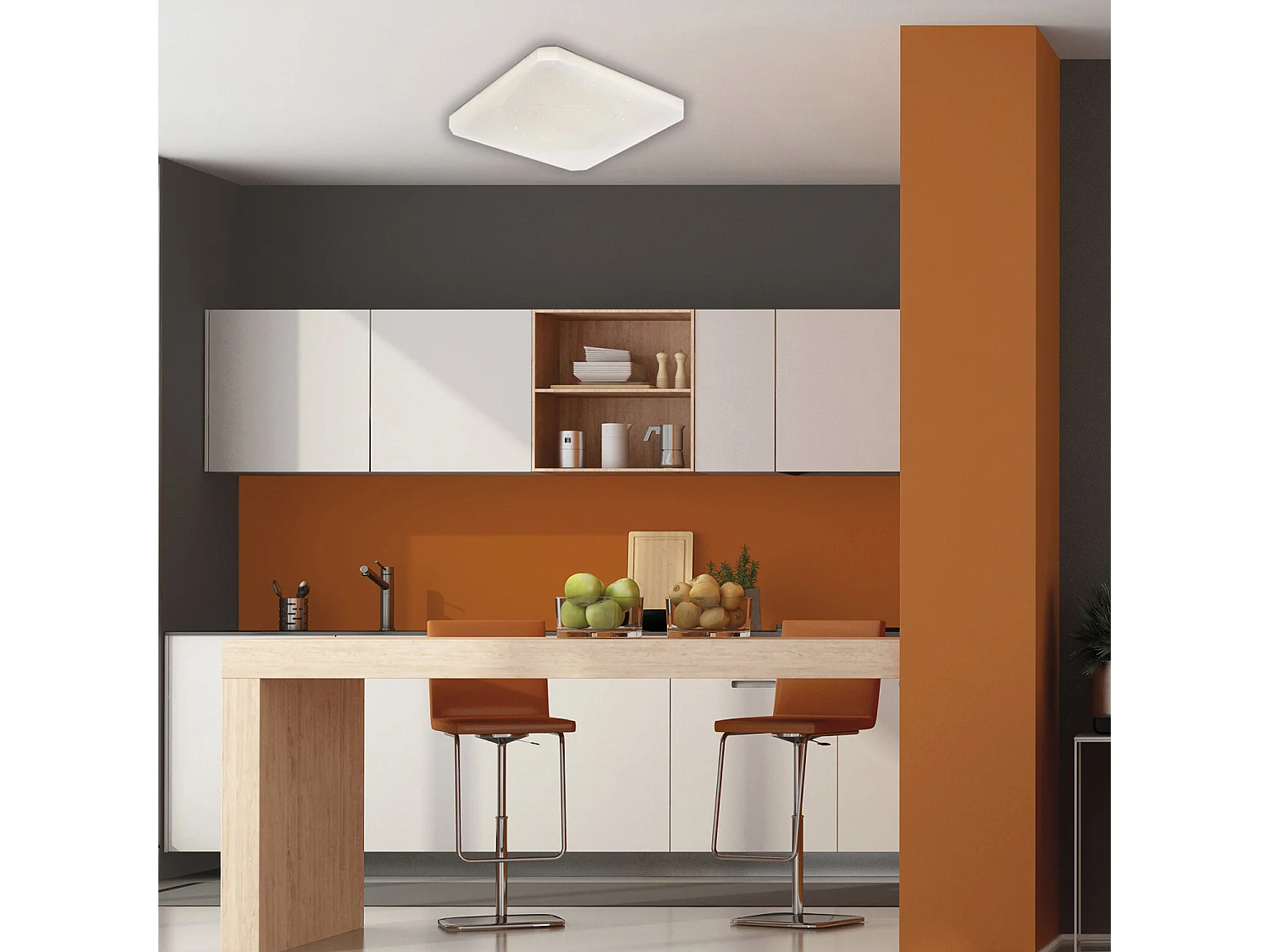 Sendy Q - Quadratische Deckenleuchte Durchmesser 50 cm aus weißem Acryl mit integrierter CCT-LED + Fernbedienung H.8 - Ø52 - BL329-Q50-PBC