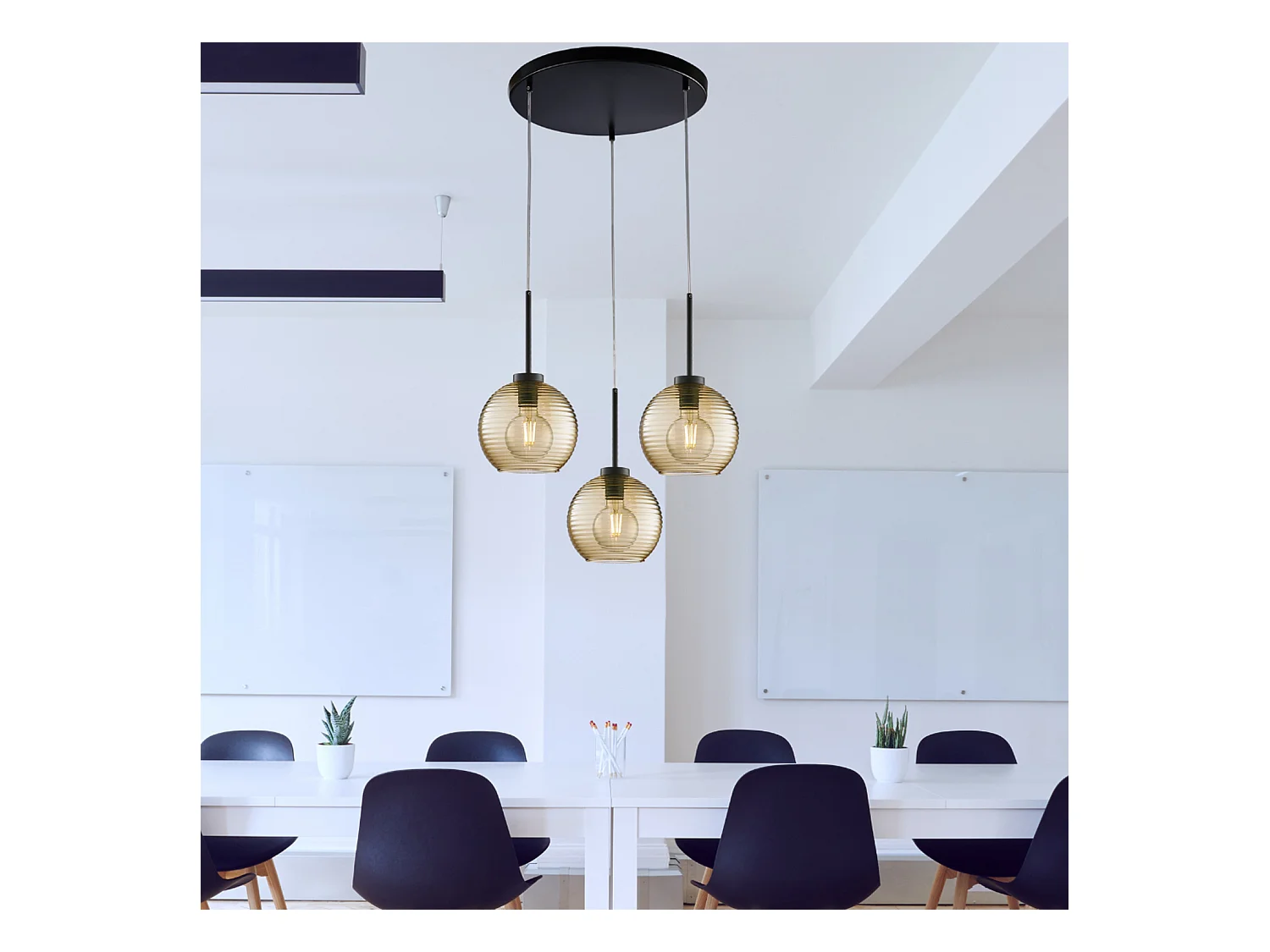 Belight -  Dallas – Kronleuchter elfenbeinfarben, Goldeffekt, Alabasterglas Ø13, Ø69, 5-flammig – BL217-5-AV