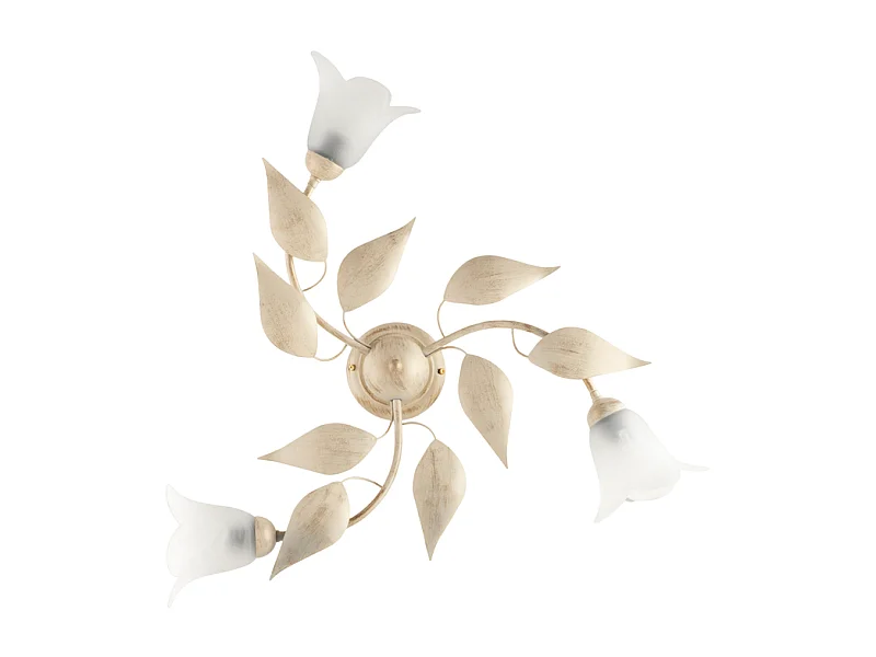 Belight -  Olga - Deckenleuchte elfenbeinfarben, Antikgold & Alabasterglas, Ø67, H20, 3-flammig - BL155-PL3-AV