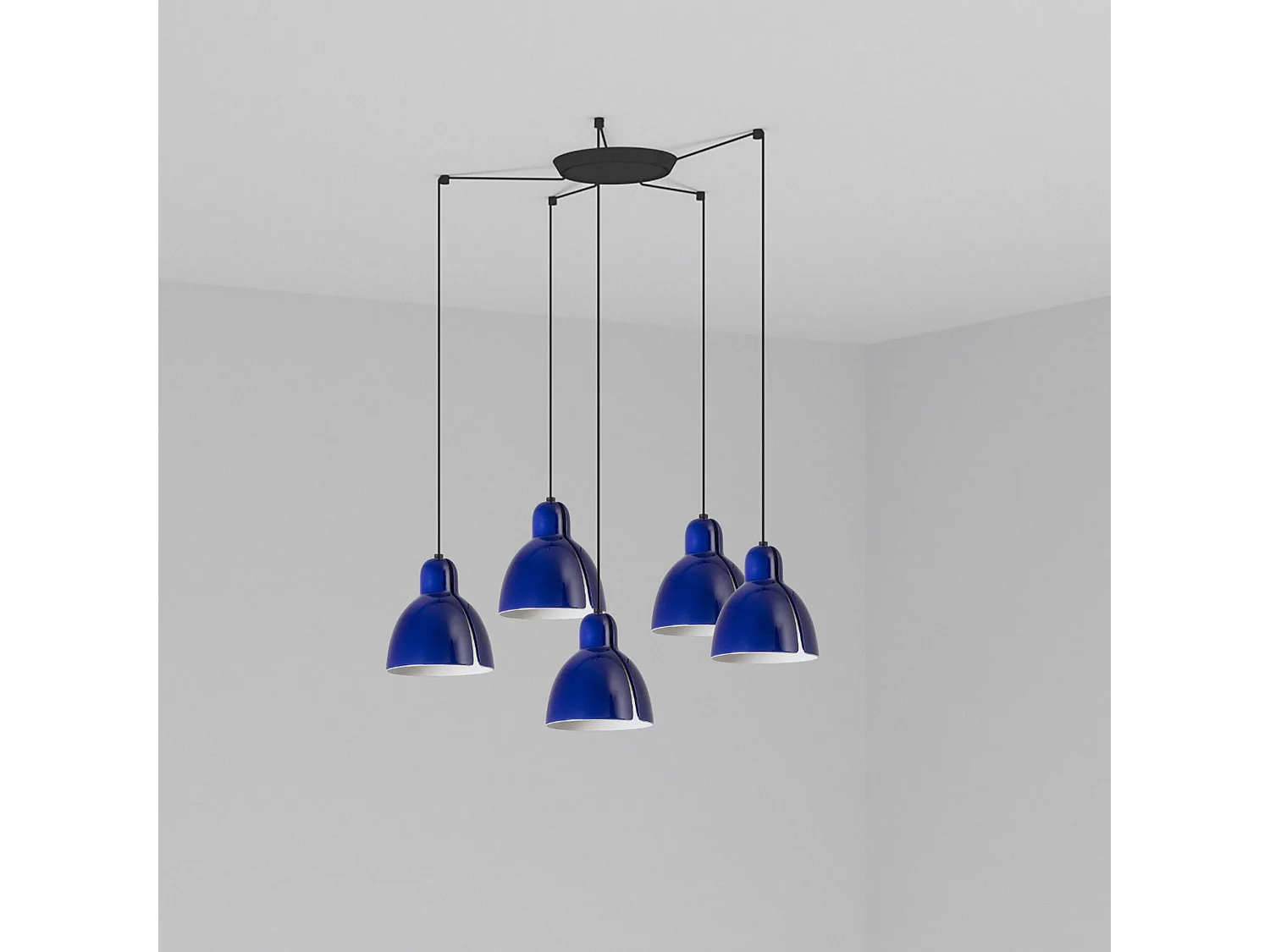 VENICE Luminária pendente azul cobalto 5L